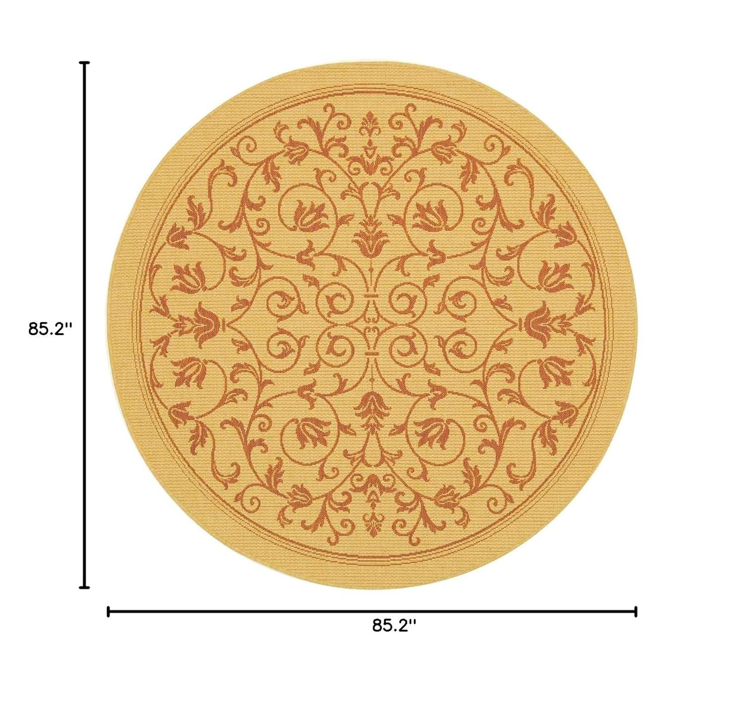 Courtyard CY2098 Power Loomed Indoor and Outdoor Area Rug - Natural/Terra - 7'10" Round - Safavieh