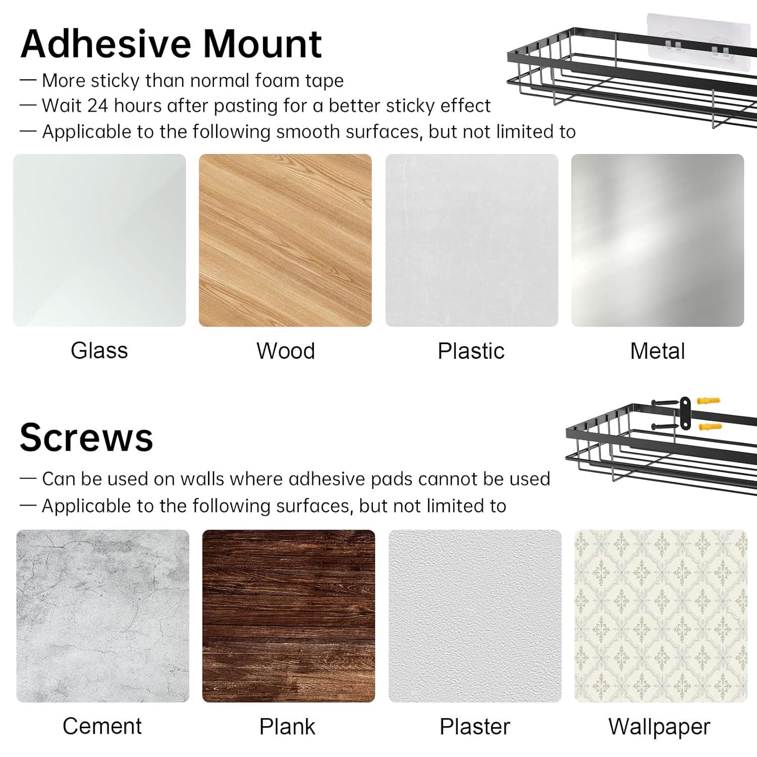 NiHome Waterproof Iron 3-Shelf Bathroom Organizer with Hooks, Black