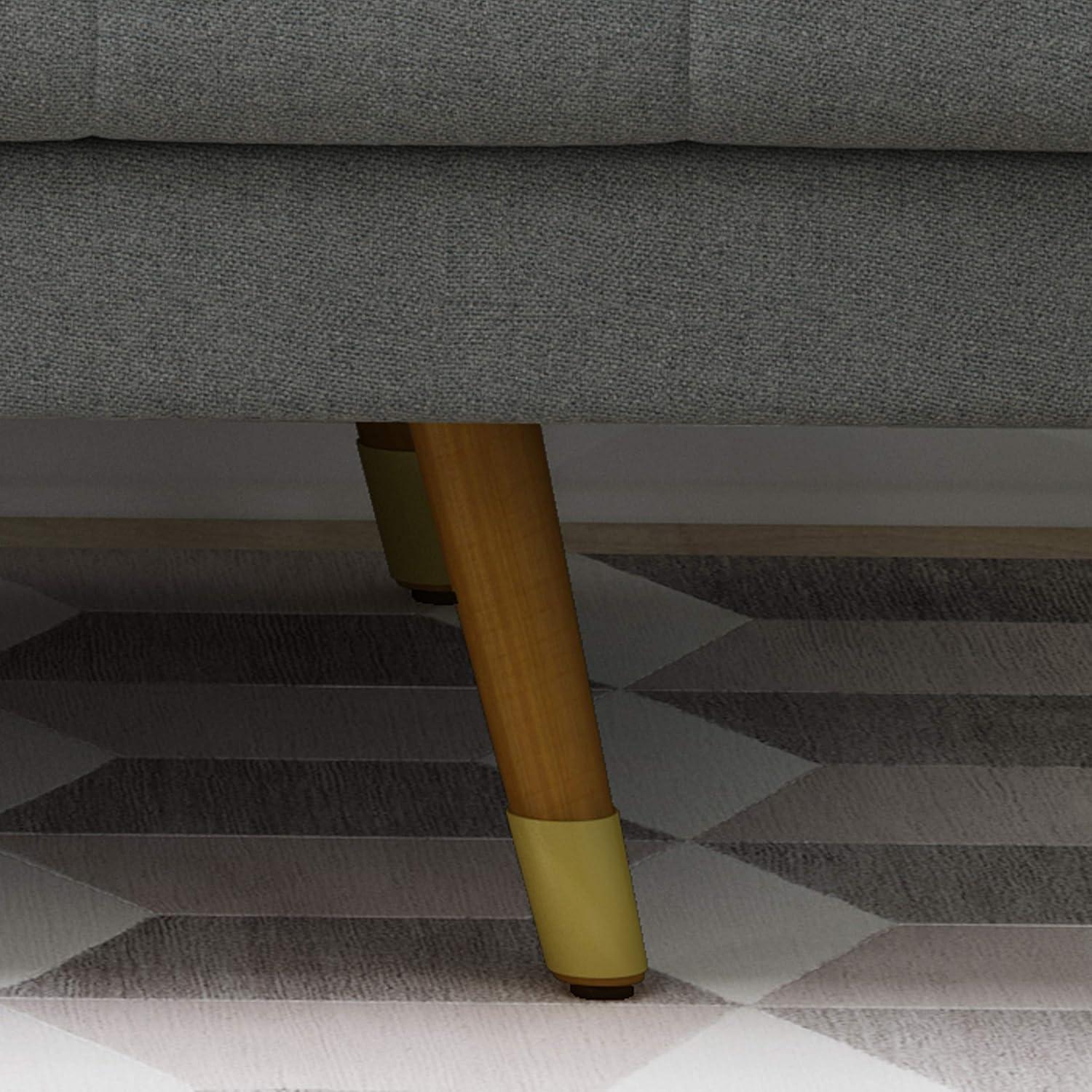 GDFStudio Aidan Mid Century Modern 72.25" Tufted Upholstered 3 Seater Sofa,Gray/Dark Walnut/Gold