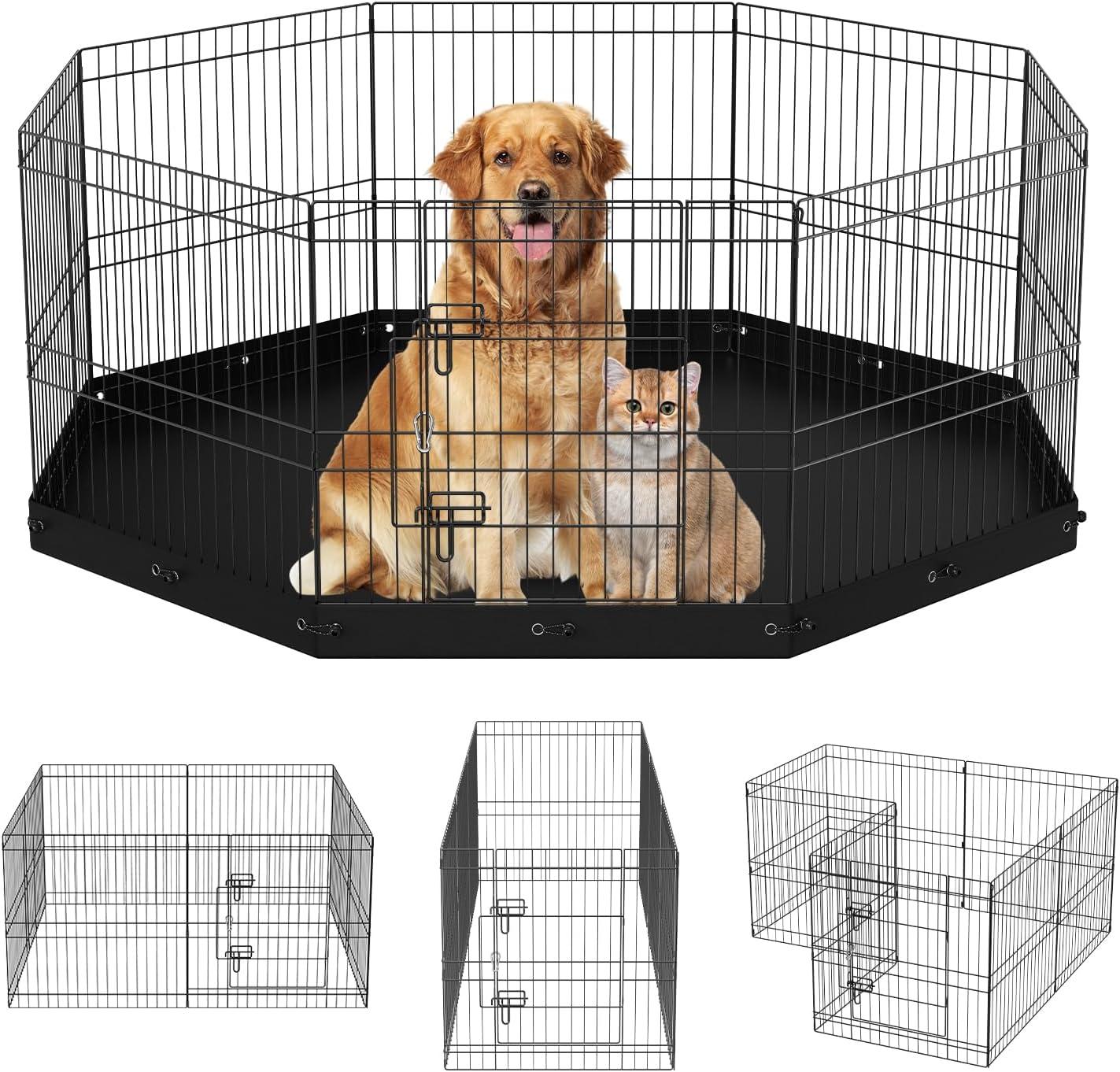 VEVOR 24'' H 8 Panel Metal Exercise Pen With Door
