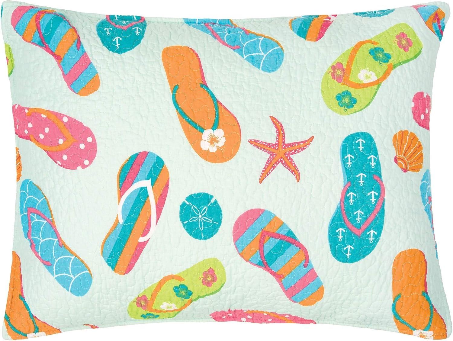 C&F Home Flip Flop Life Cotton Coastal Beach Theme King 3 Piece Beach Quilt Set