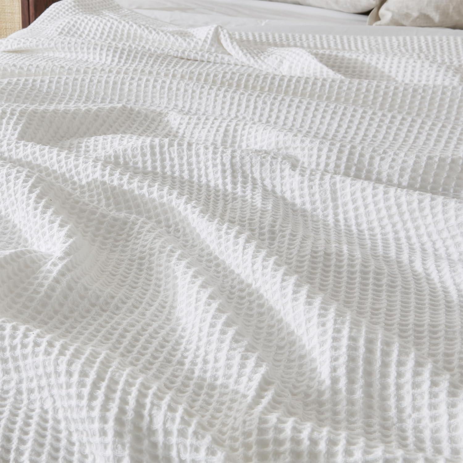 Vintage Comfort 100% Cotton Waffle Weave Thermal Bed Blanket, Twin