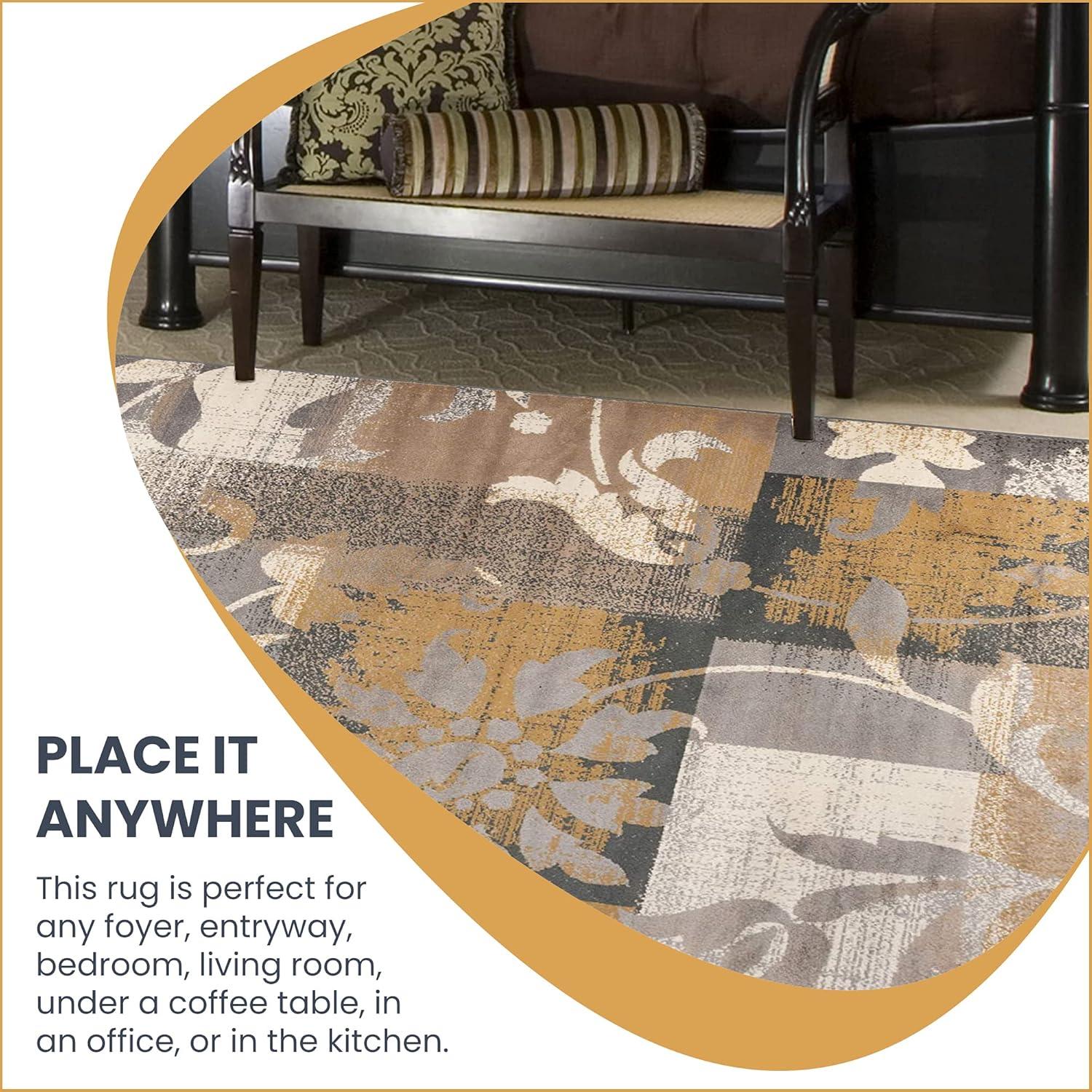 Superior Pastiche Floral Indoor Area Rug, 5' x 8', Camel