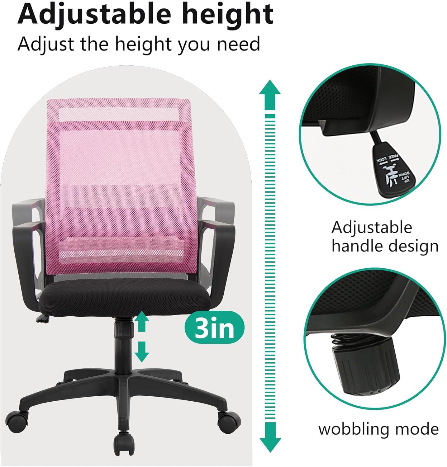 PayLessHere Gaming Chair Ergonomic Computer Chair Office Chair Video Game Chairs with Lumbar Support Desk Chair Armrest Mid Black Cushion Swivel Rolling Chair with Wheels for Home Office (Pink)