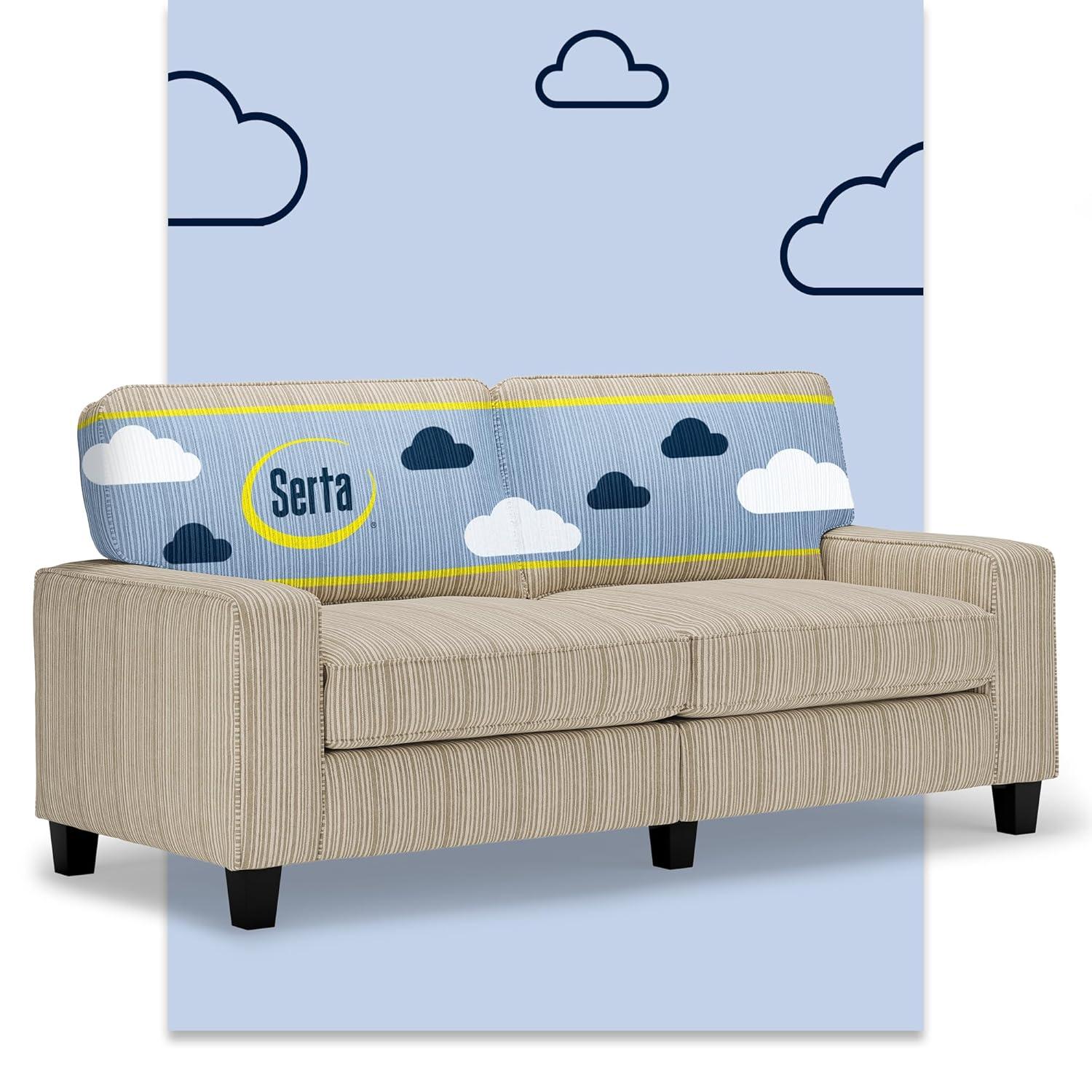 Serta Palisades 73" Track Arm Sofa, Easy Care Fabric, Soft Pillow Back, Pocket Coil Seat Cushions