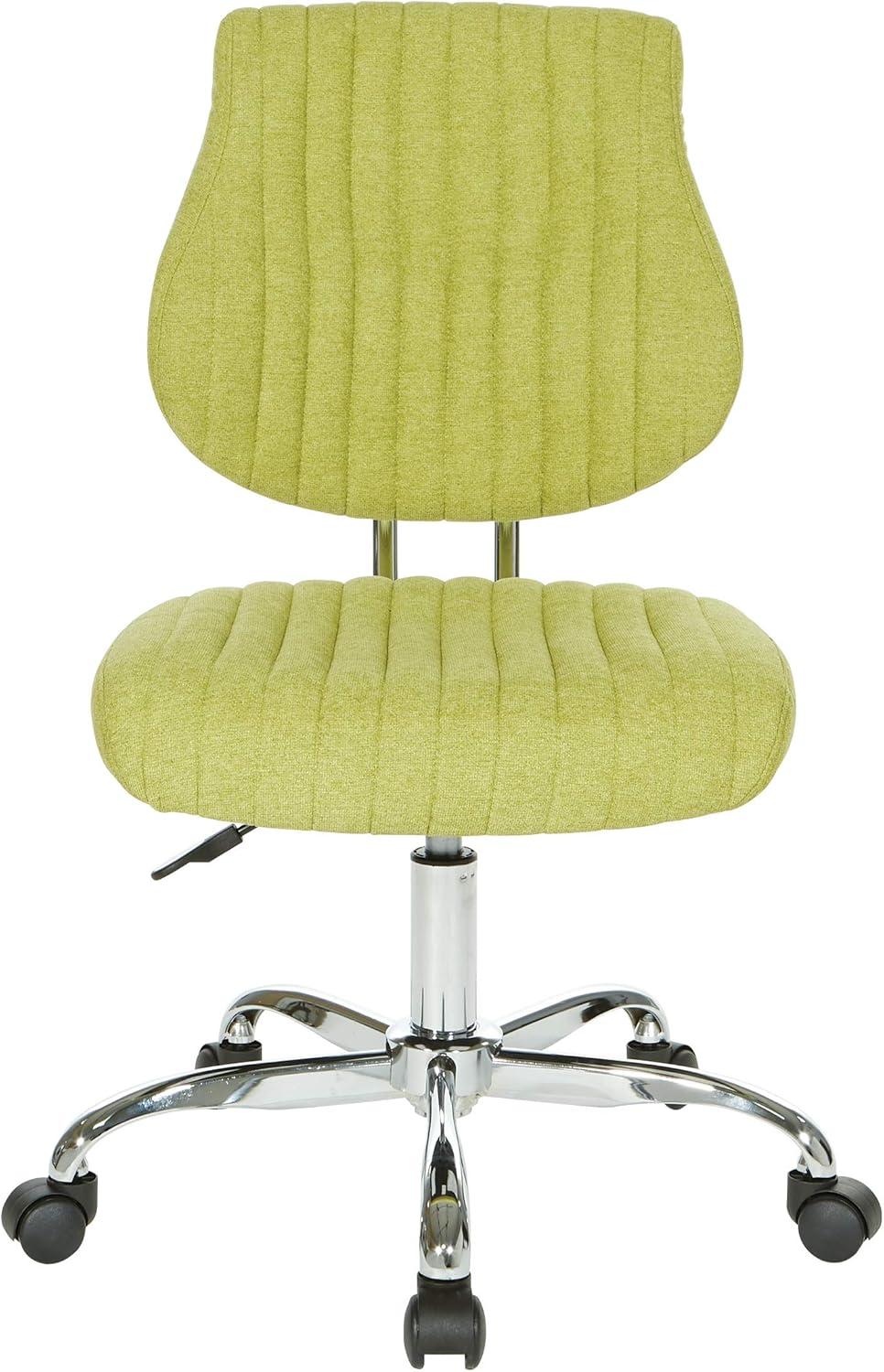 Sunnydale Office Chair in Basil Green Fabric with Chrome Base