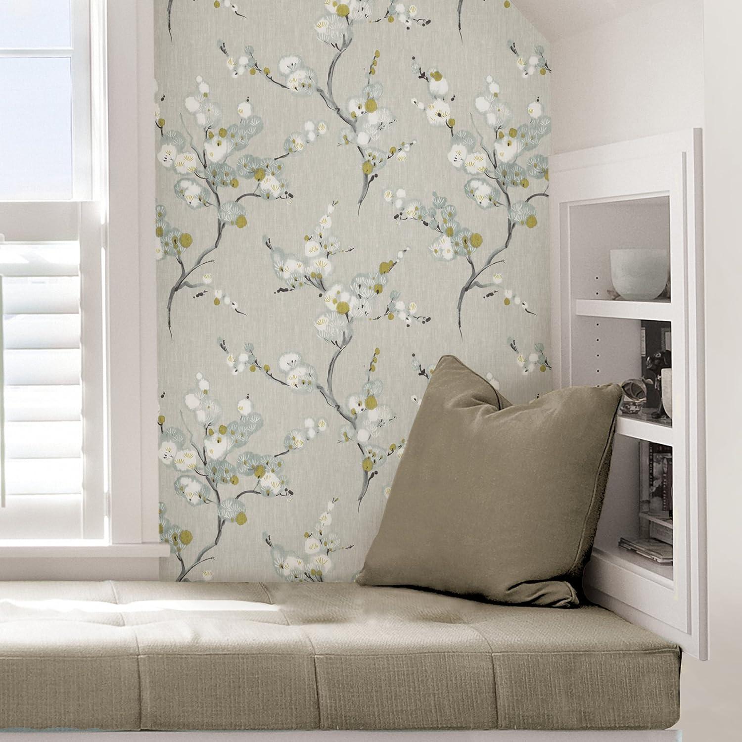 NuWallpaper Grey Mirei Vinyl Peel And Stick Wallpaper, 216-in by 20.5-in, 30.75 sq. ft.