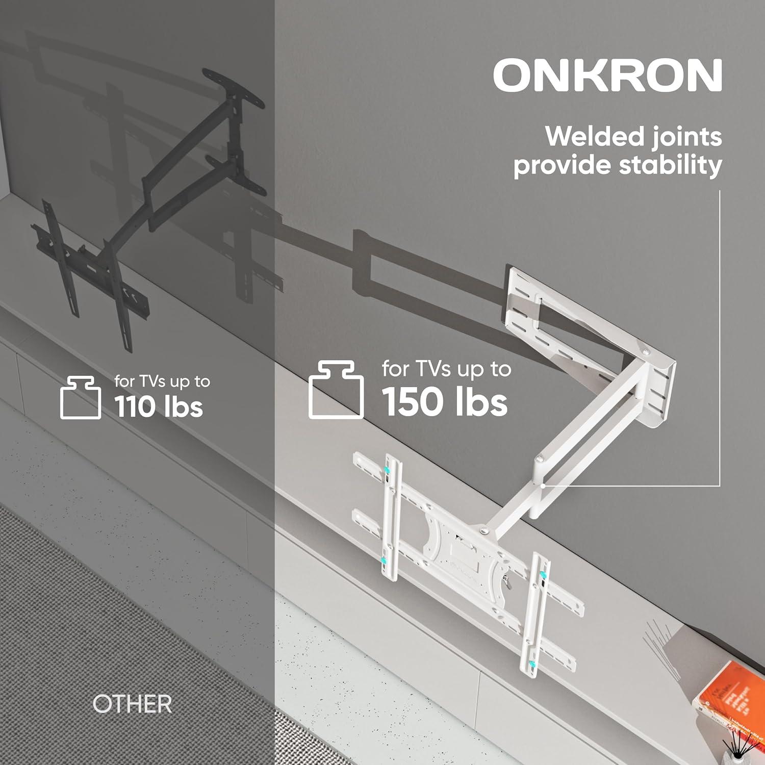 White Full Motion Articulating TV Wall Mount for 40-75 Inch Screens