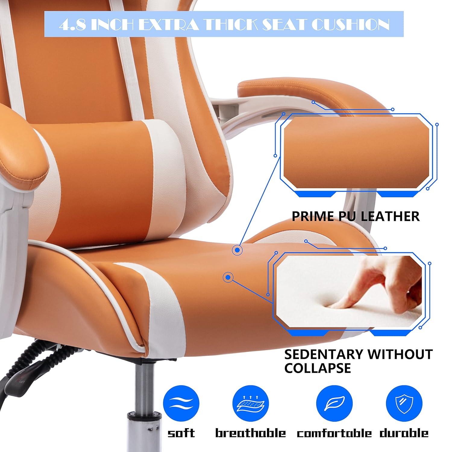 ALEAVIC Gaming Chair for Adults, High Back Ergonomic Computer Gaming Chair with Headrest and Lumbar Support, Orange