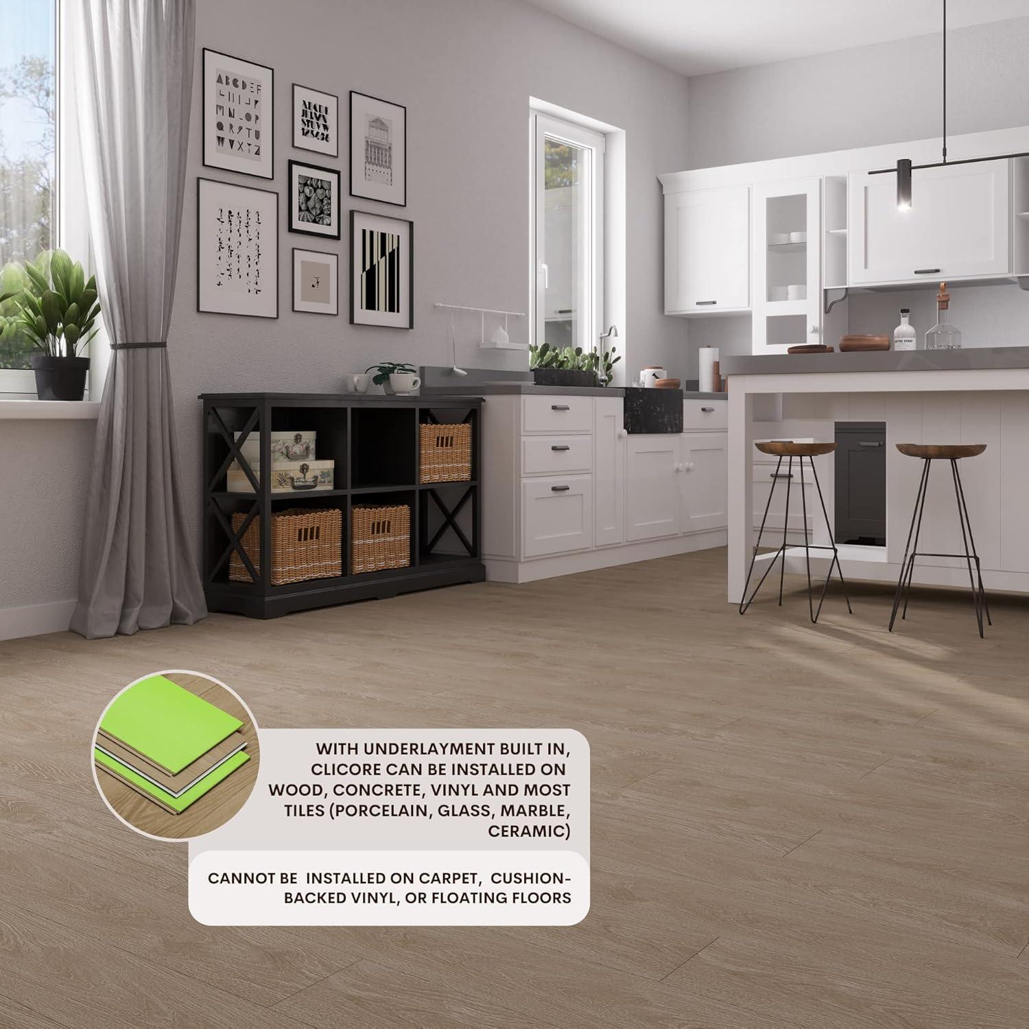 Light Brown Matte Vinyl Wide Plank Flooring