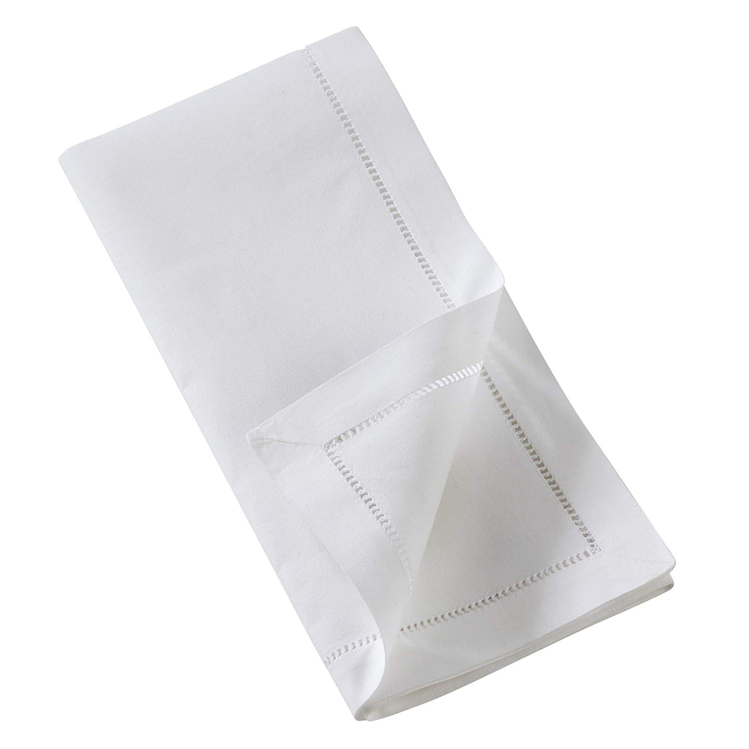 Saro Lifestyle Embr'd Woodpecker Hemstitch Napkin, 20" Square, White (Set of 6)