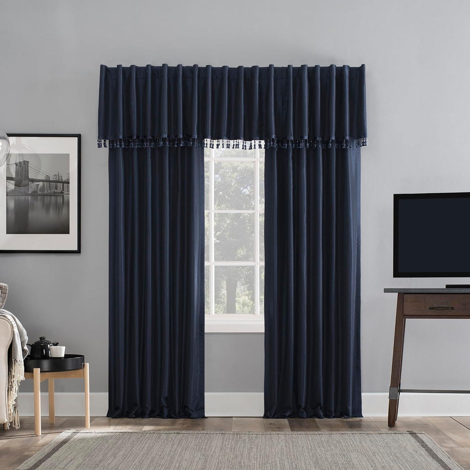 Faux Dupioni Silk Thermal Extreme 100% Blackout Back Tab Curtain Panel