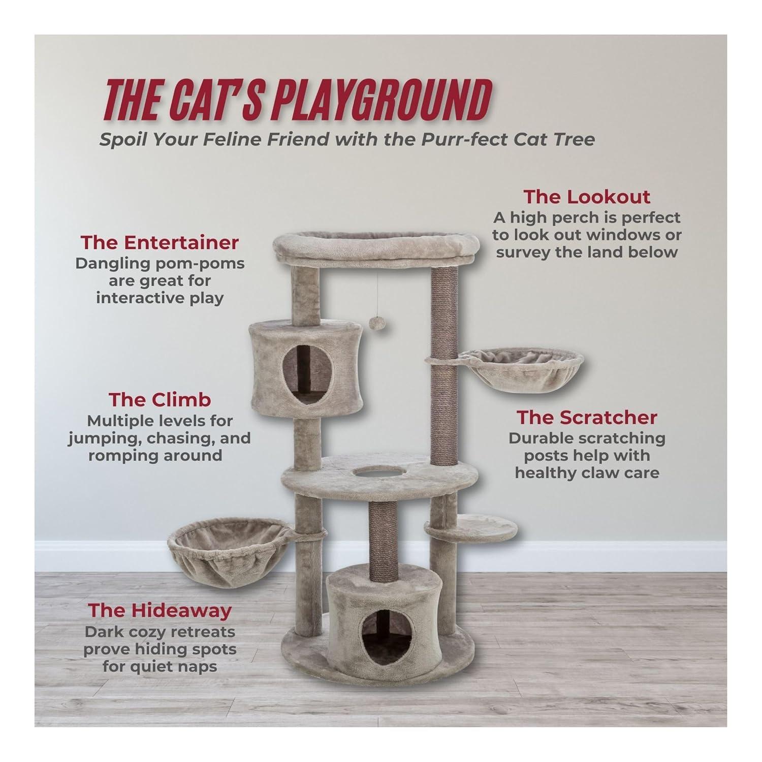 TRIXIE TRIXIE Anna 50-in Cat Tree, Jute Scratching Posts, Cat Tower with Condos, Hammocks, Platforms, Hanging Cat Toy