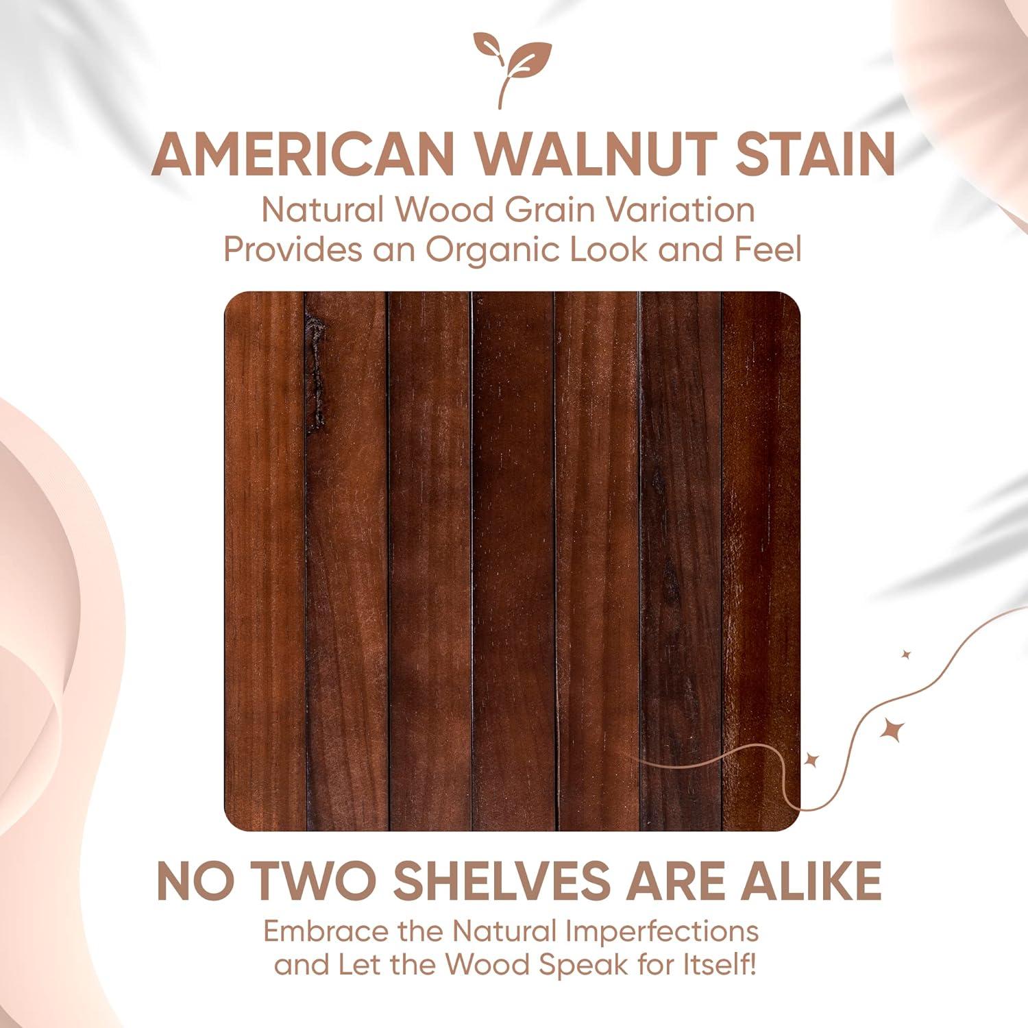 American Walnut Rustic Floating Wall Shelves Set of 2