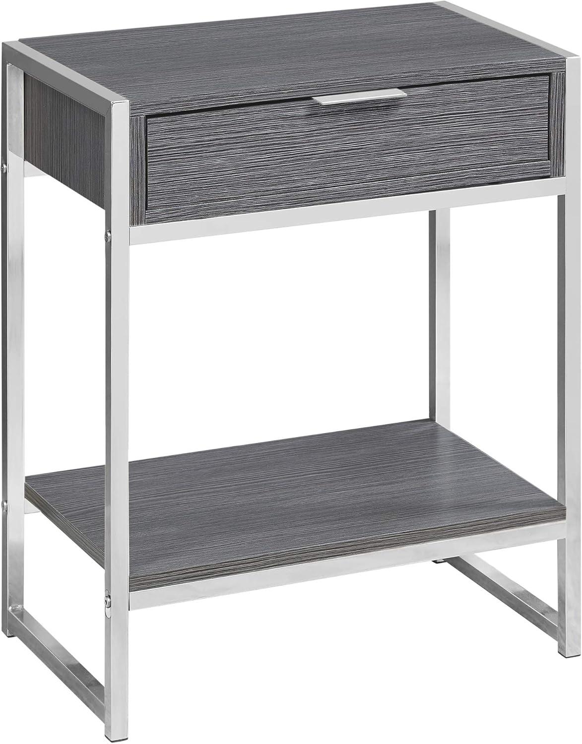 Monarch Specialties ACCENT TABLE - 24H / GREY / CHROME METAL