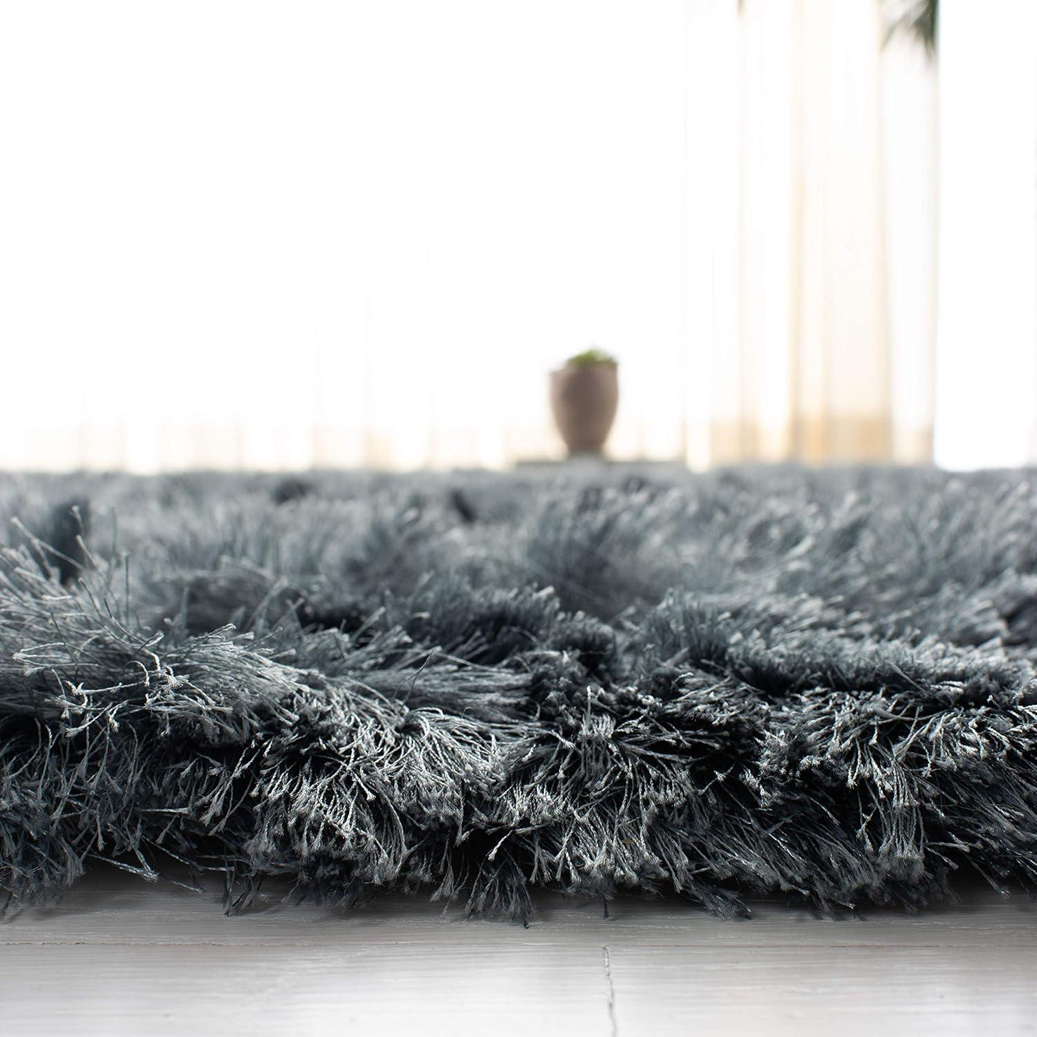 Ocean Shag OCG101 Hand Tufted Indoor Accent Rug - 4'x4' - Slate - Safavieh