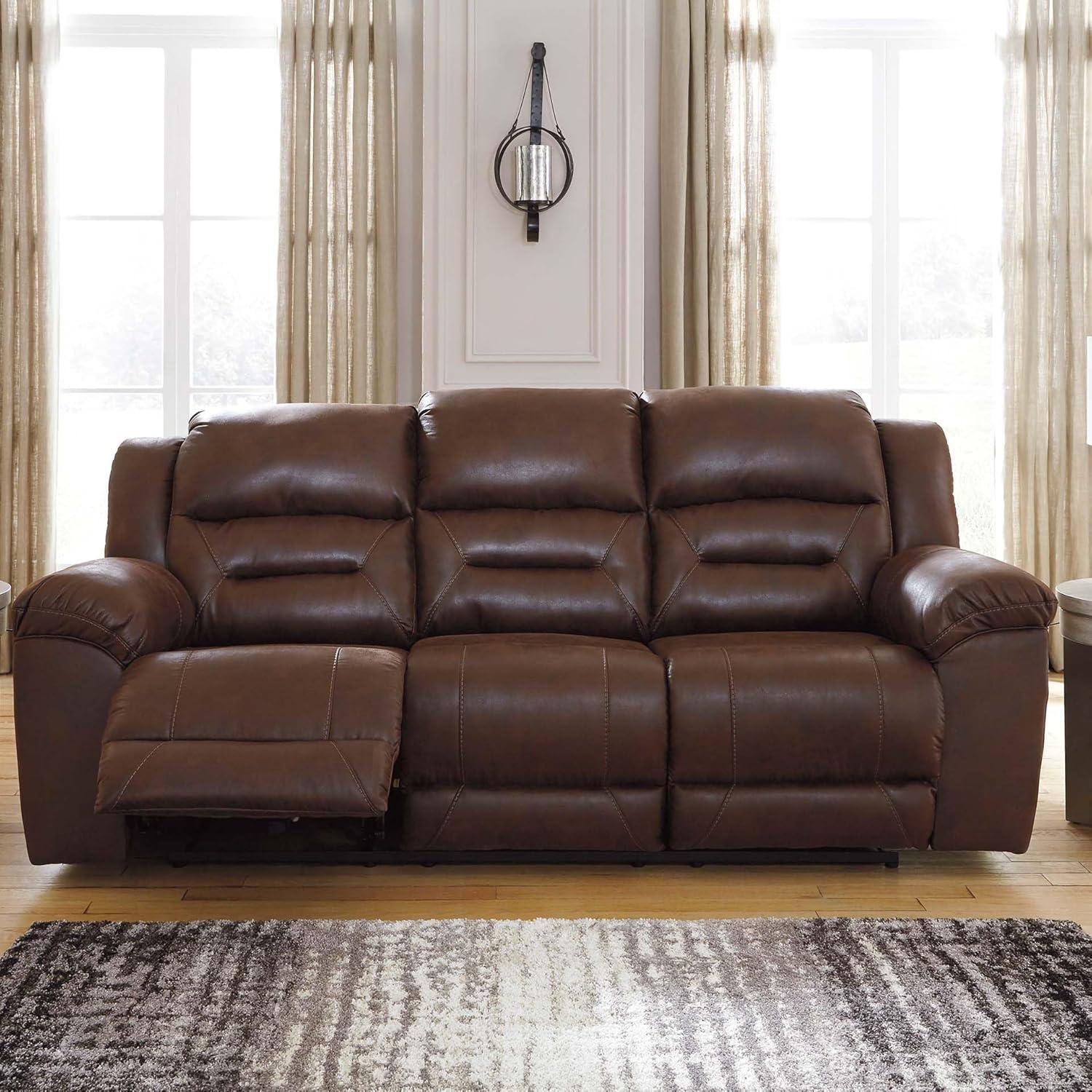 Signature Design by Ashley Stoneland Power Reclining Sofa in Chocolate