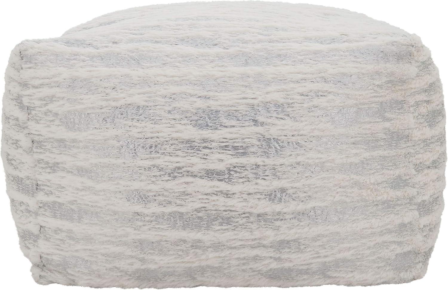 Saro Lifestyle Floor Pouf With Foil Print Faux Fur Design