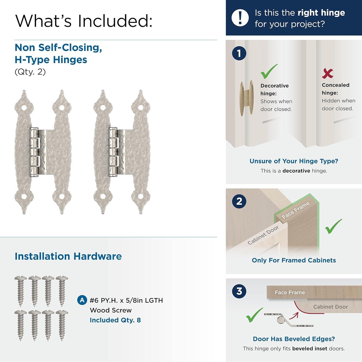 Amerock Decorative Non Self Closing Cabinet Hinge for Offset Cabinet, 2 Pack