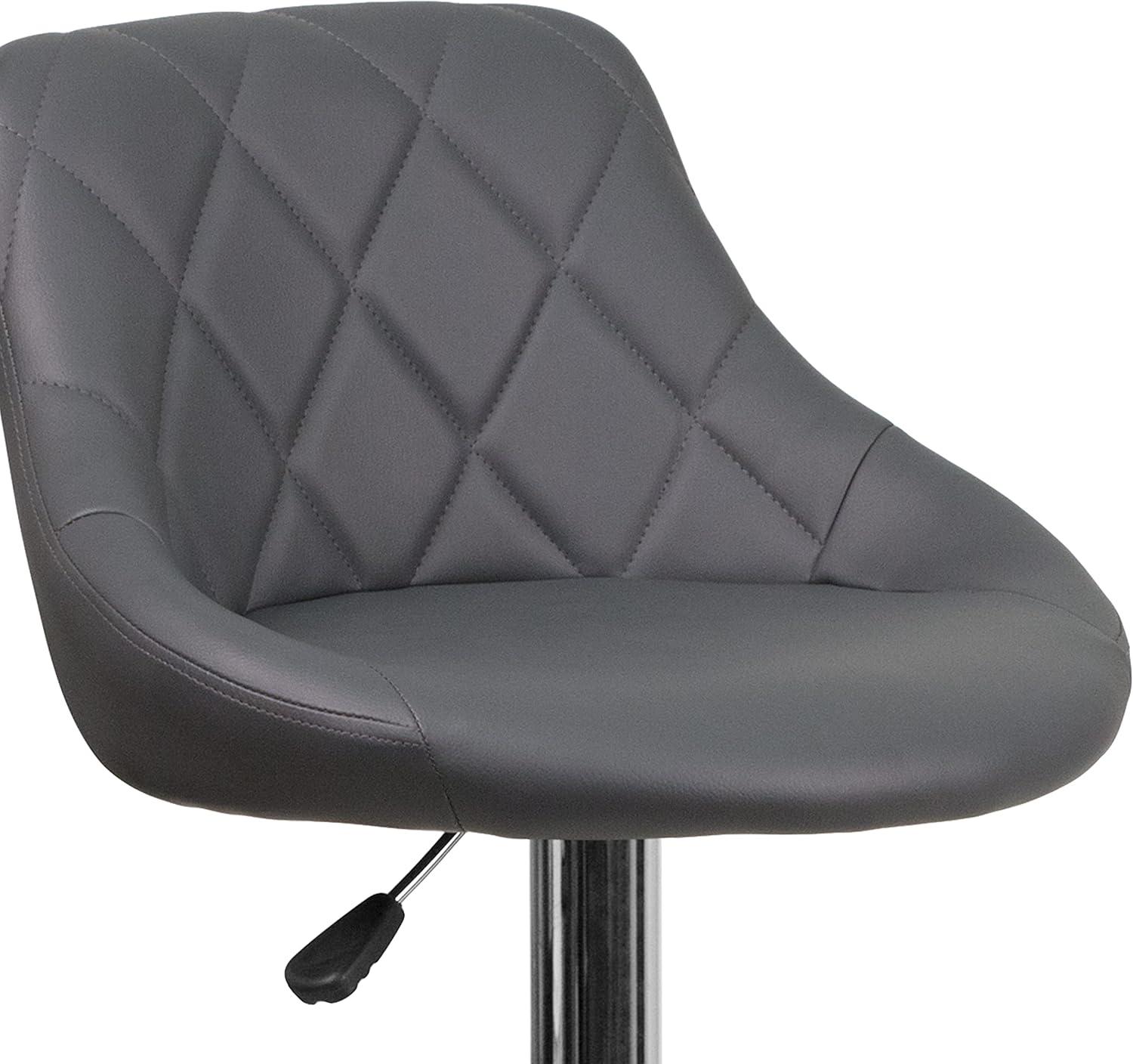 Flash Furniture Contemporary Vinyl Bucket Seat Adjustable Height Barstool with Diamond Pattern Back and Chrome Base