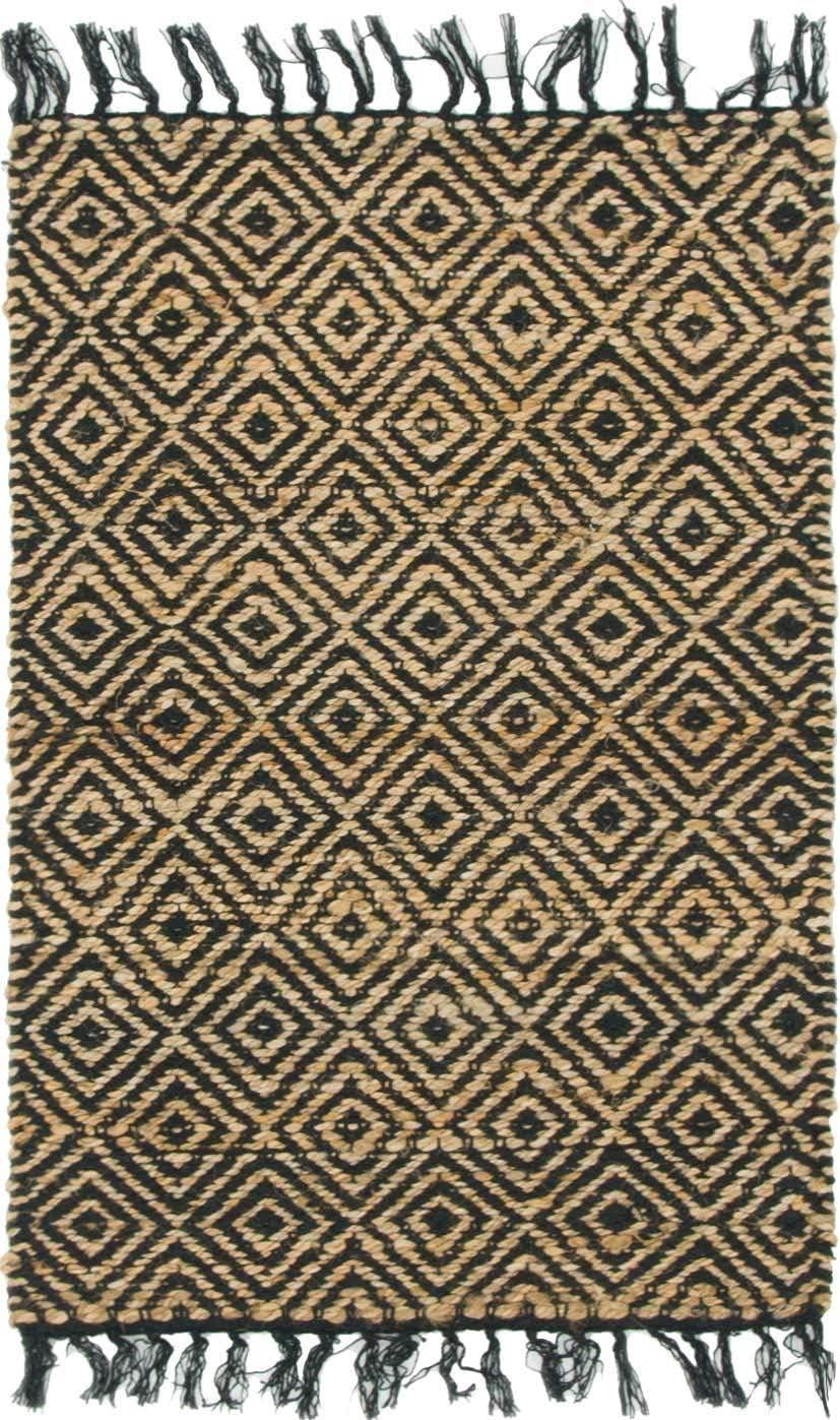 Unique Loom Braided Jute Assam Trellis Indoor Hand Made Fringe Area Rug