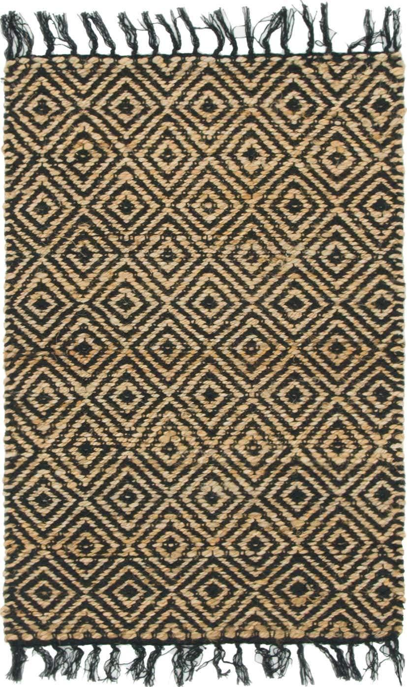 Unique Loom 2' 0 x 3' 1 Assam Chunky Jute Black Area Rug