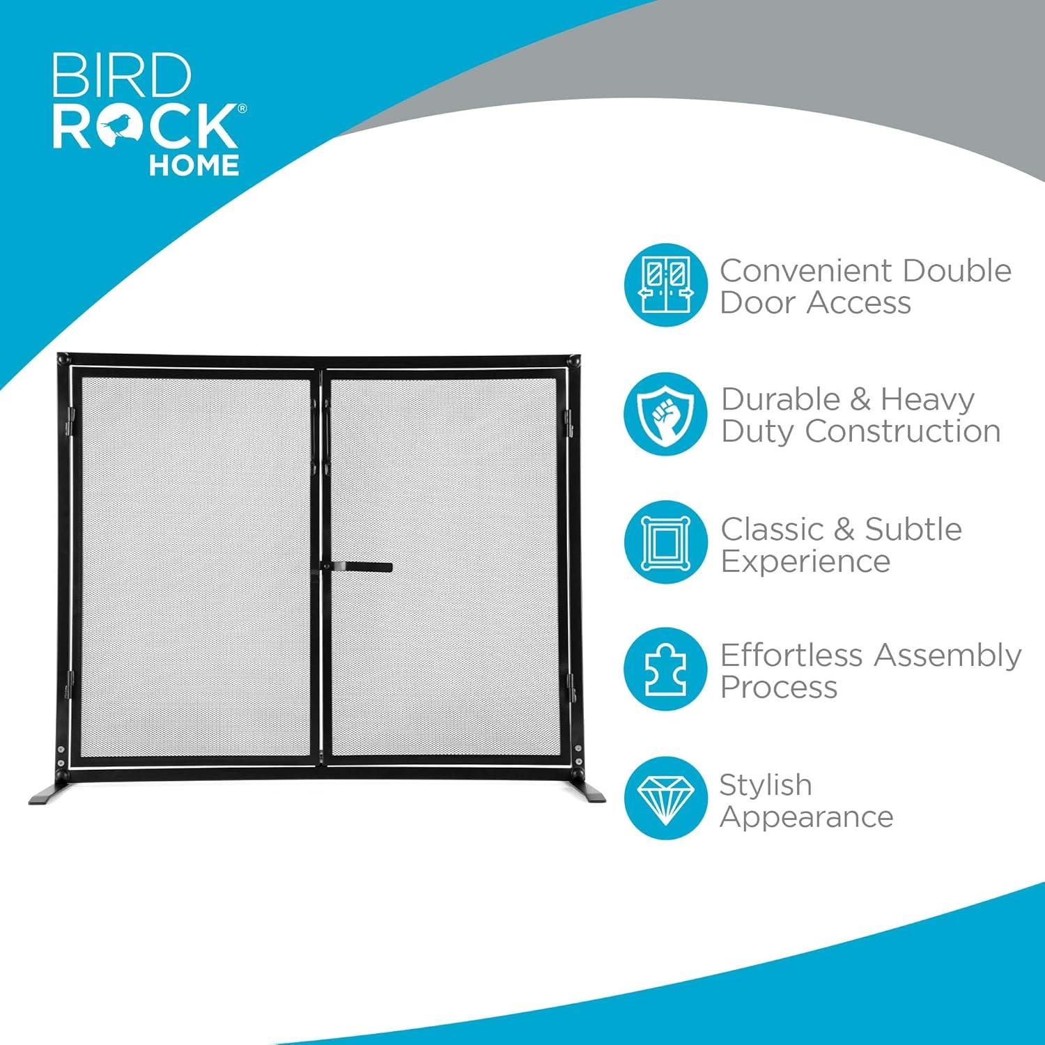 BIRDROCK HOME Fireplace Screen with Doors - Decorative - Easy Assembly - Heavy Duty - Handcrafted