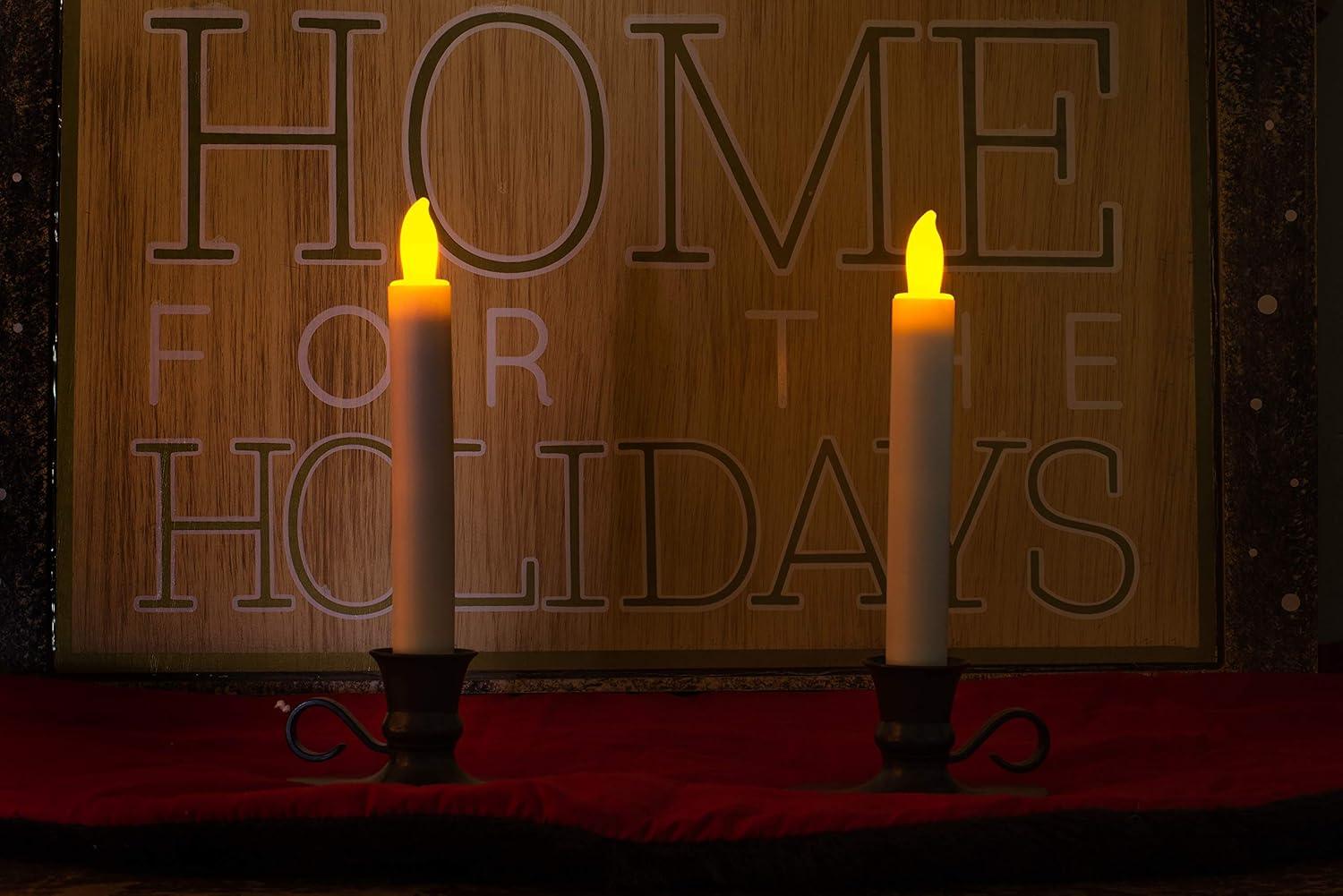 Antique Bronze LED Flameless Taper Candles with Timer, Set of 2