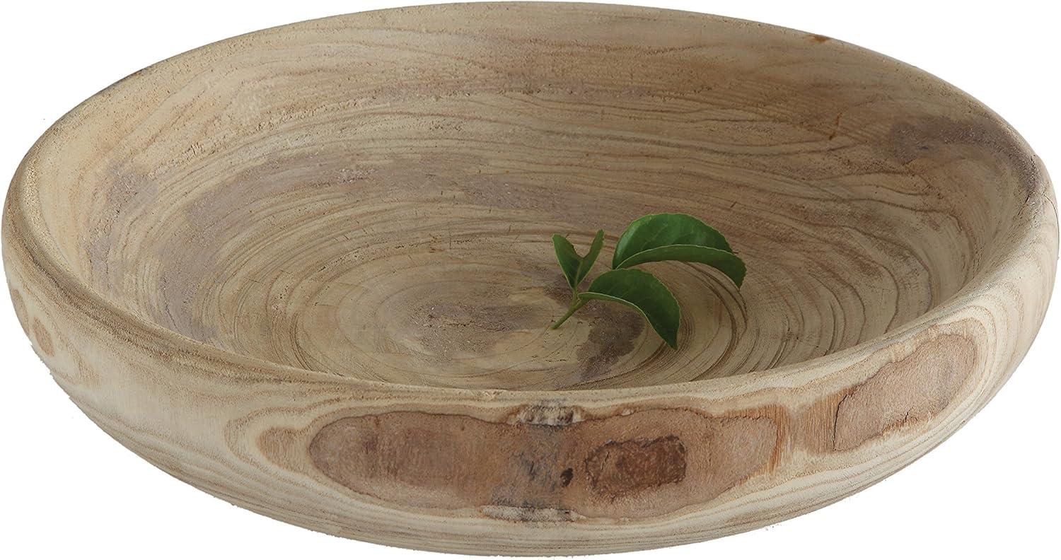 Round Decorative Paulownia Wood Bowl (19") - Storied Home: Hand-Made, Unique Centerpiece, Online-Exclusive