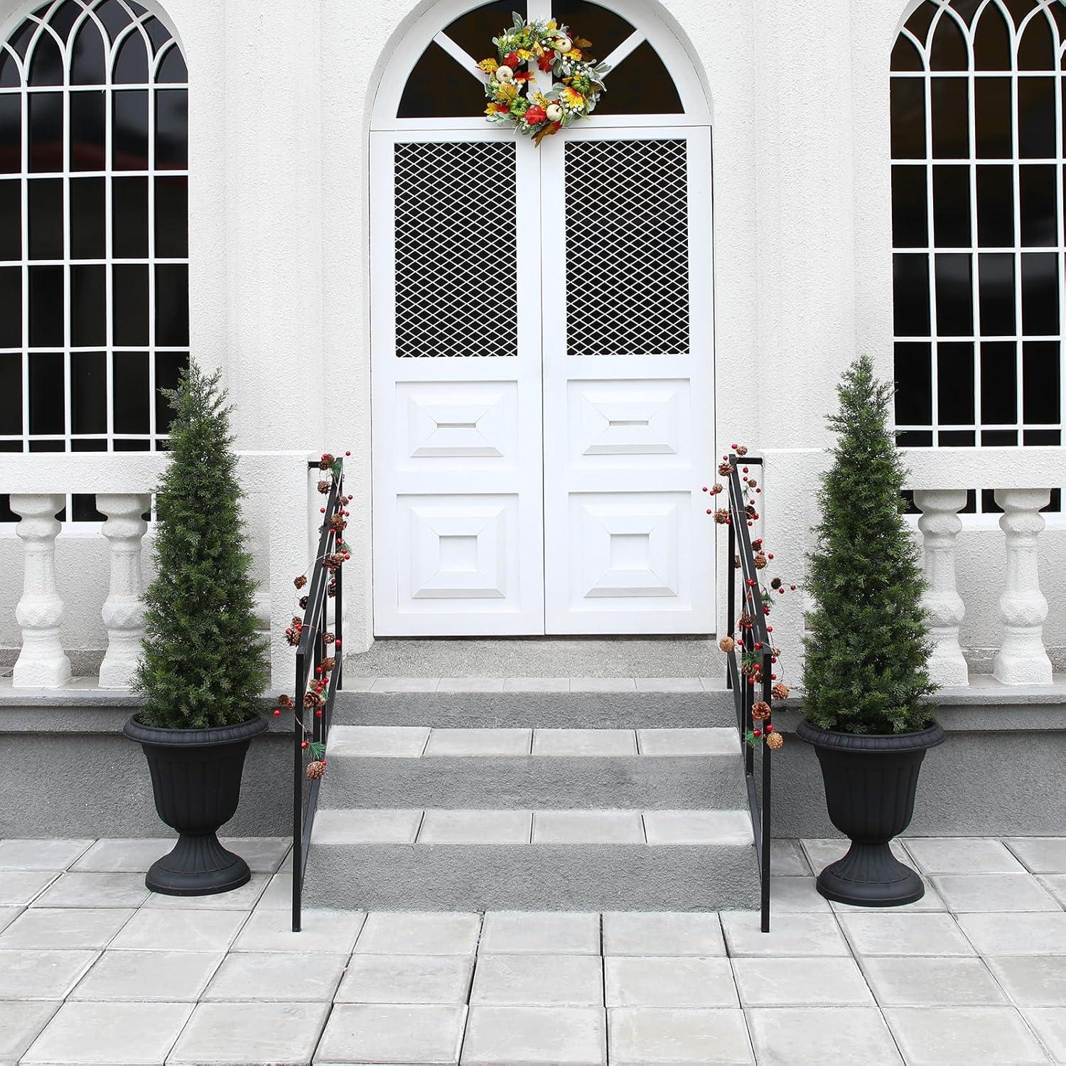 LOMANTO 4Ft Artificial Tree,Fake Topiary Cedar Tree for Indoor Outdoor,UV Rated Potted Plants for Porch Decor Faux Pine Tree for Perfect Housewarming 1Pack