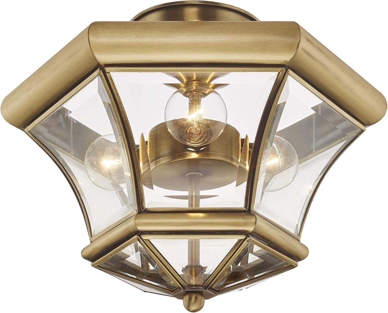 Livex Lighting Monterey 3 - Light Flush Mount in  Antique Brass