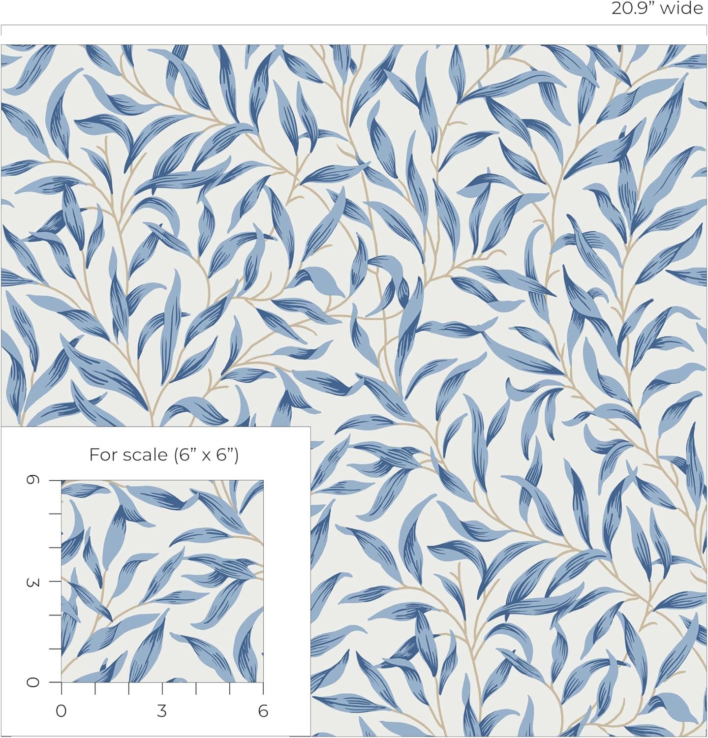 Blue Lake Botanical Peel and Stick Vinyl Wallpaper