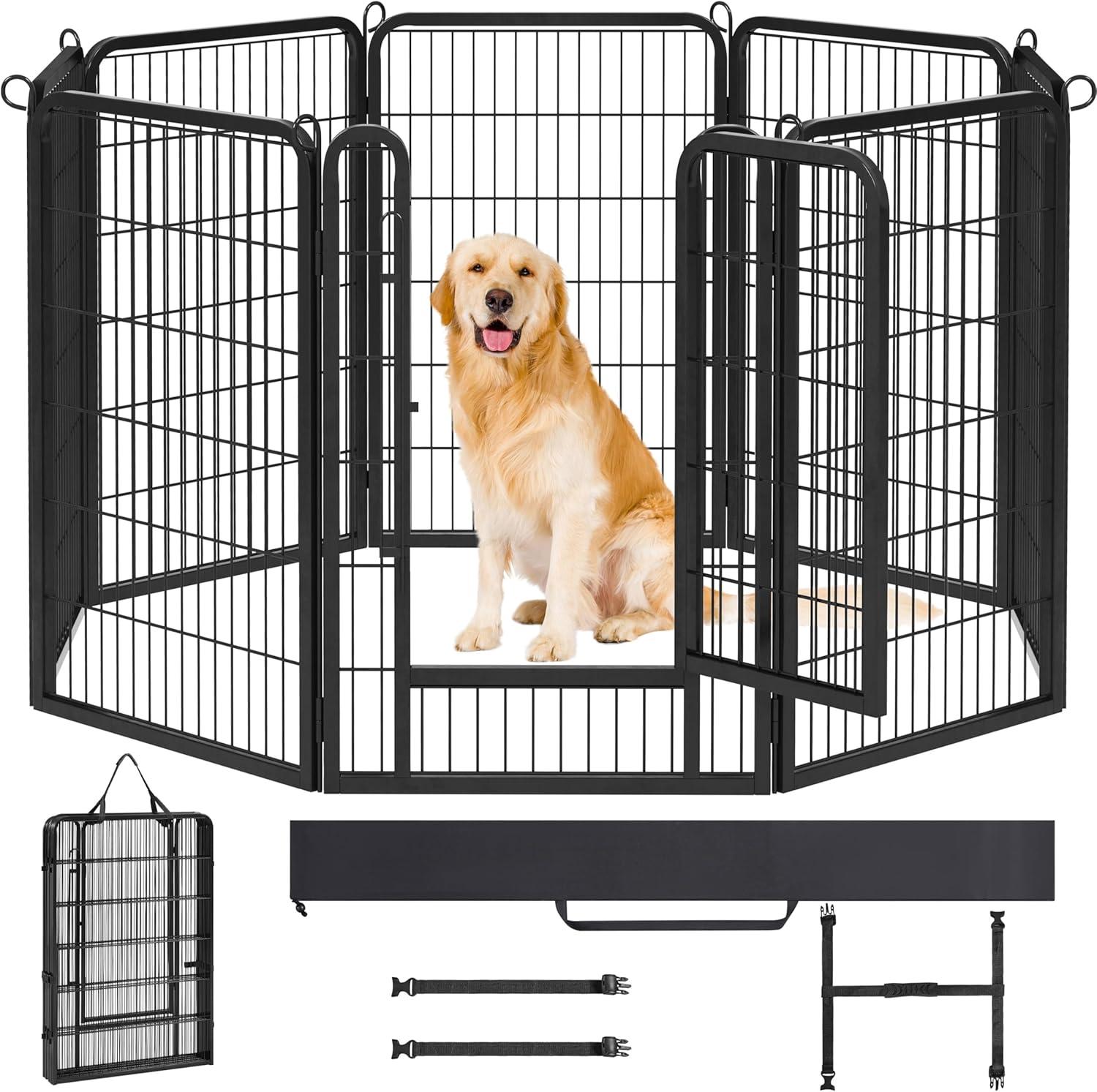 Portable Outdoor Dog Playpen - 40" Height, Heavy Duty, 8 Panels