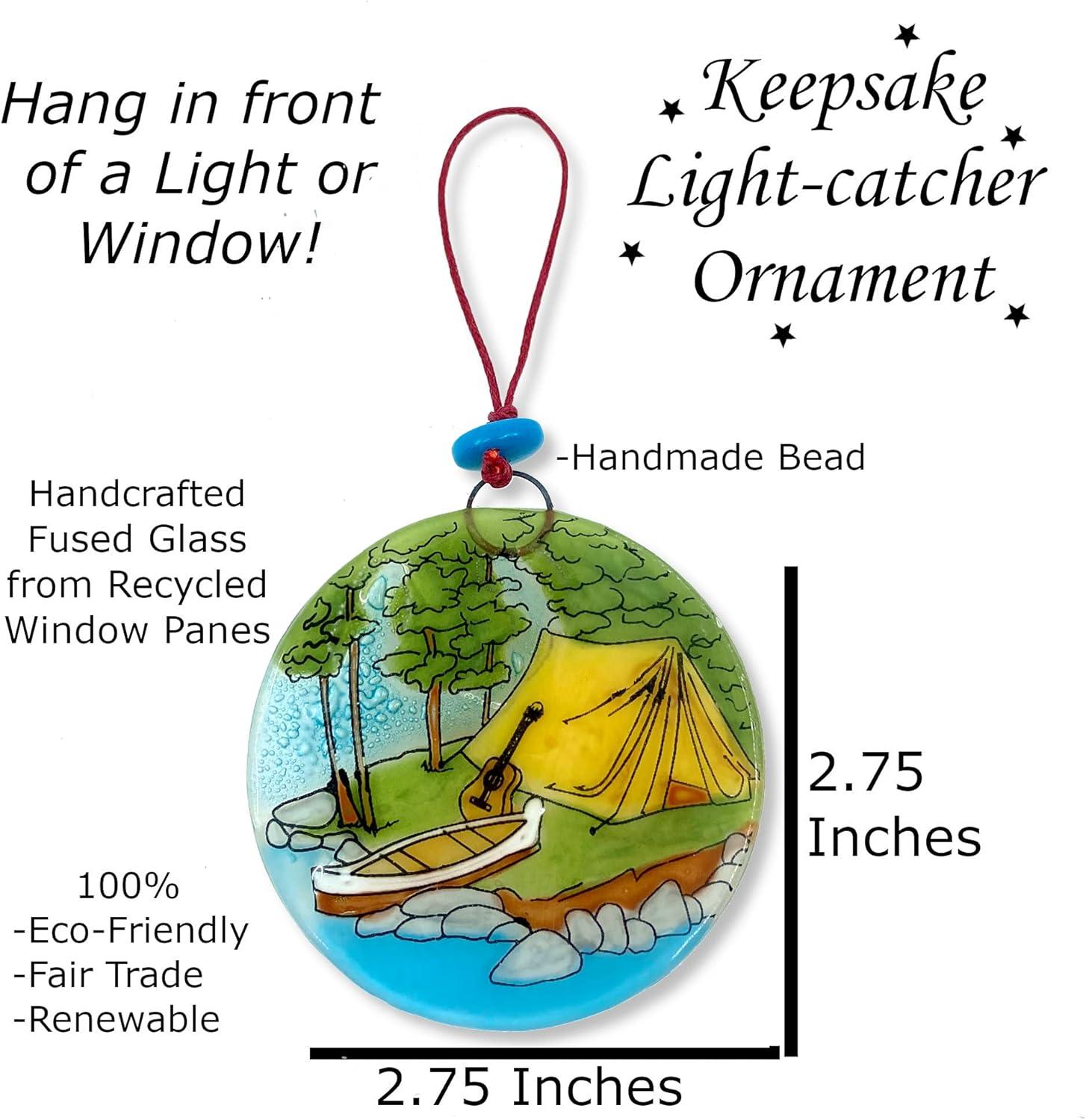 Ruth's Ethical Goods Camping Tent Christmas Tree Ornament - Art Glass Light Catcher