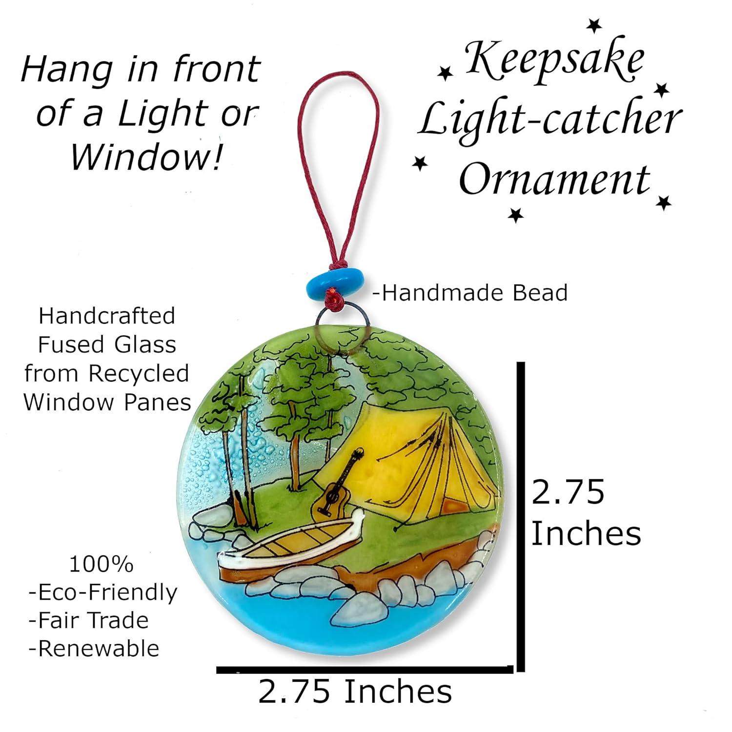 Ruth's Ethical Goods Camping Tent Christmas Tree Ornament - Art Glass Light Catcher