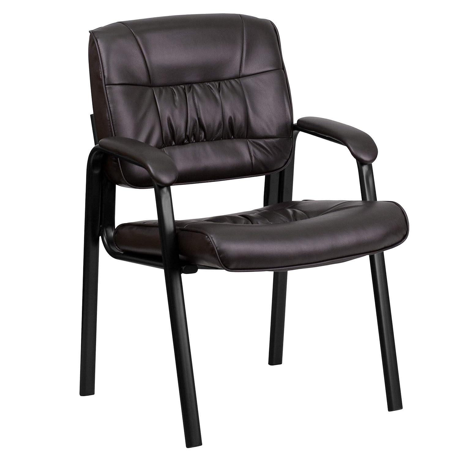Emma and Oliver White LeatherSoft Executive Reception Chair with Black Metal Frame