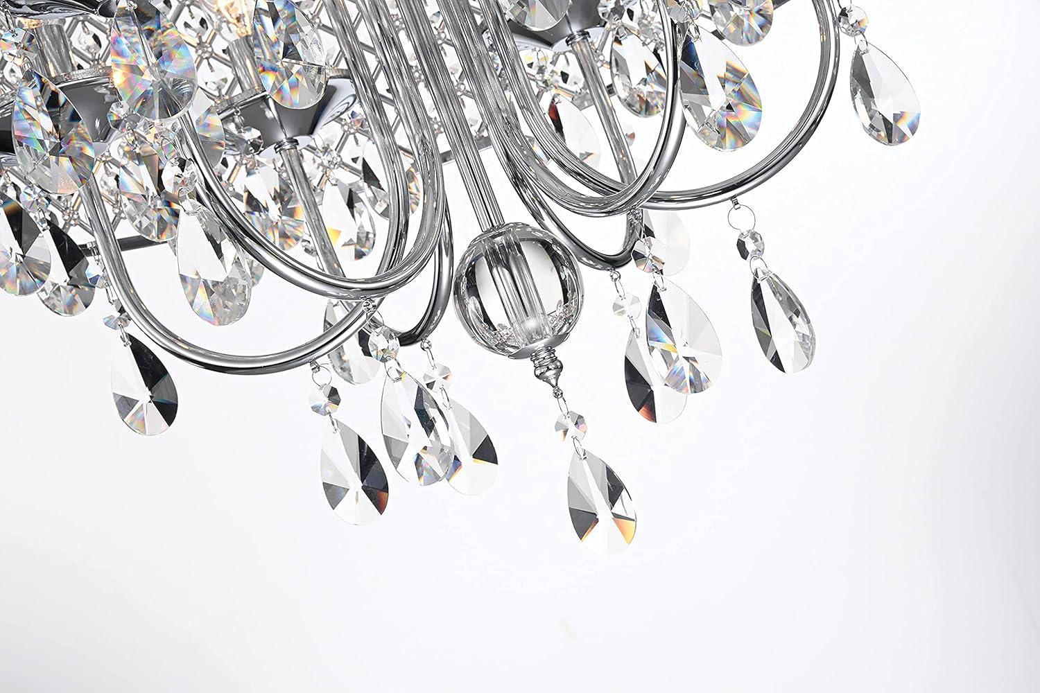Chrome Mini Crystal Candle Drum Chandelier, 22"