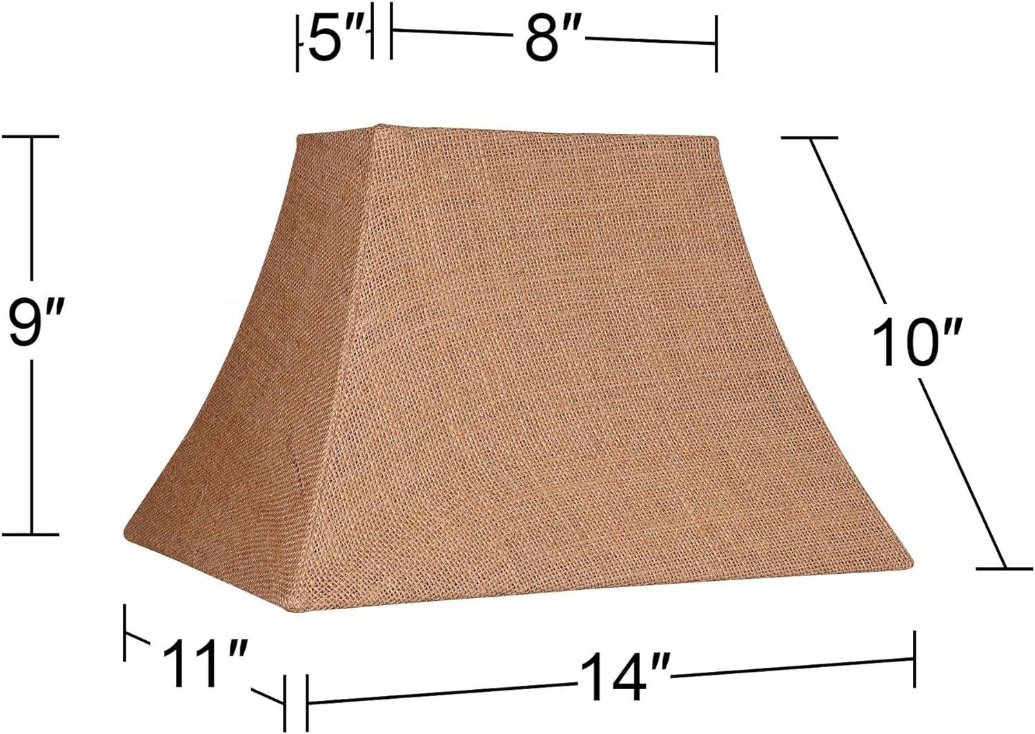 Natural Burlap Medium Rectangular Lamp Shade with Tan Lining