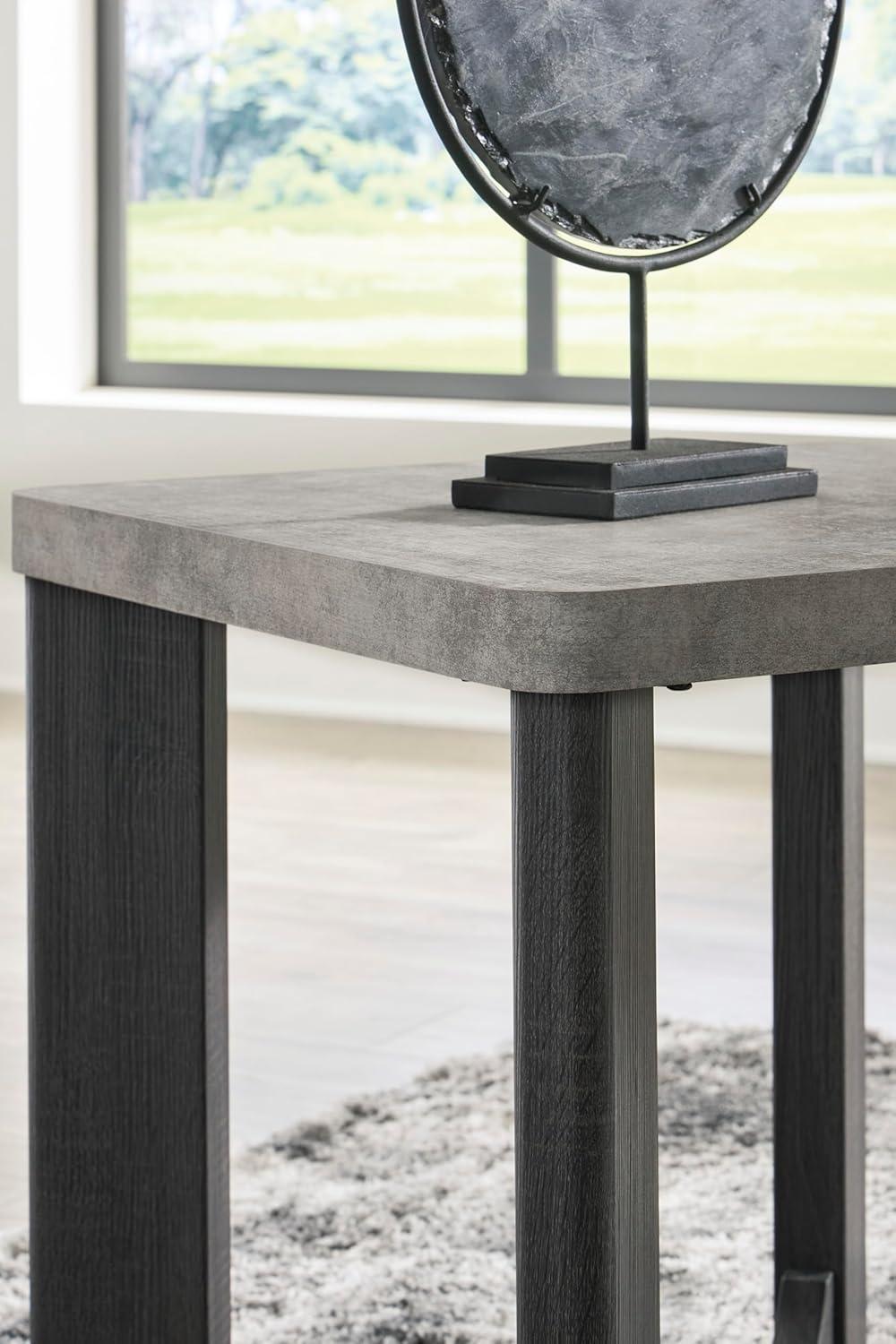 Gray Square Faux Cement and Wood Coffee Table Set