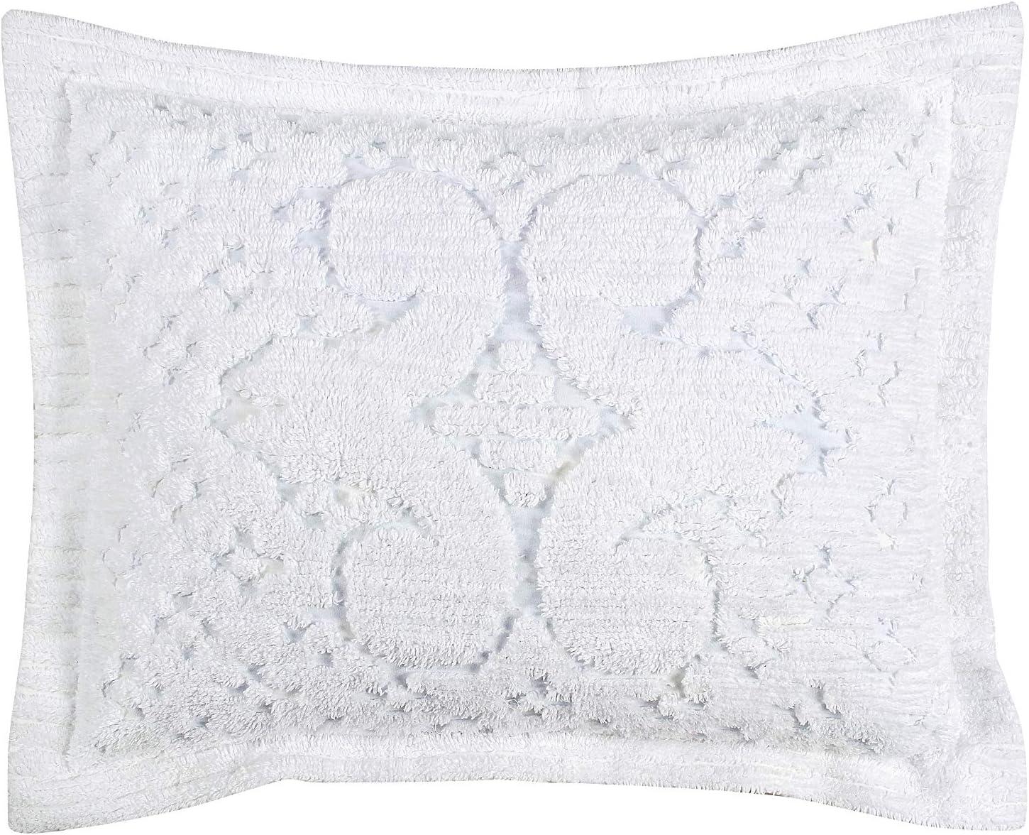 Standard Ashton Collection 100% Cotton Tufted Unique Luxurious Medallion Design Pillow Shams White - Better Trends