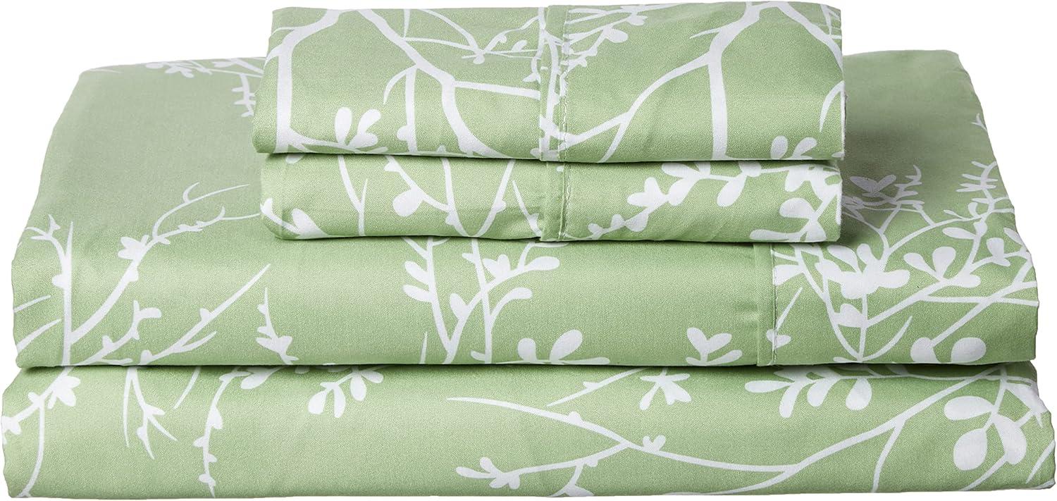 Sage and White Queen Microfiber 4-Piece Sheet Set