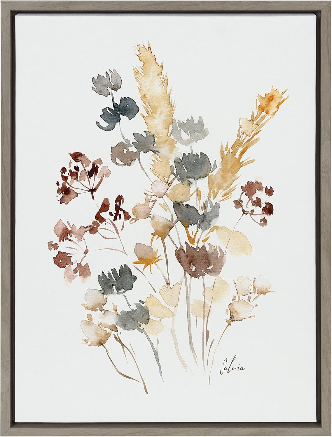 Kate and Laurel Sylvie Wild Salvia Framed Canvas by Sara Berrenson, 18x24, Gray