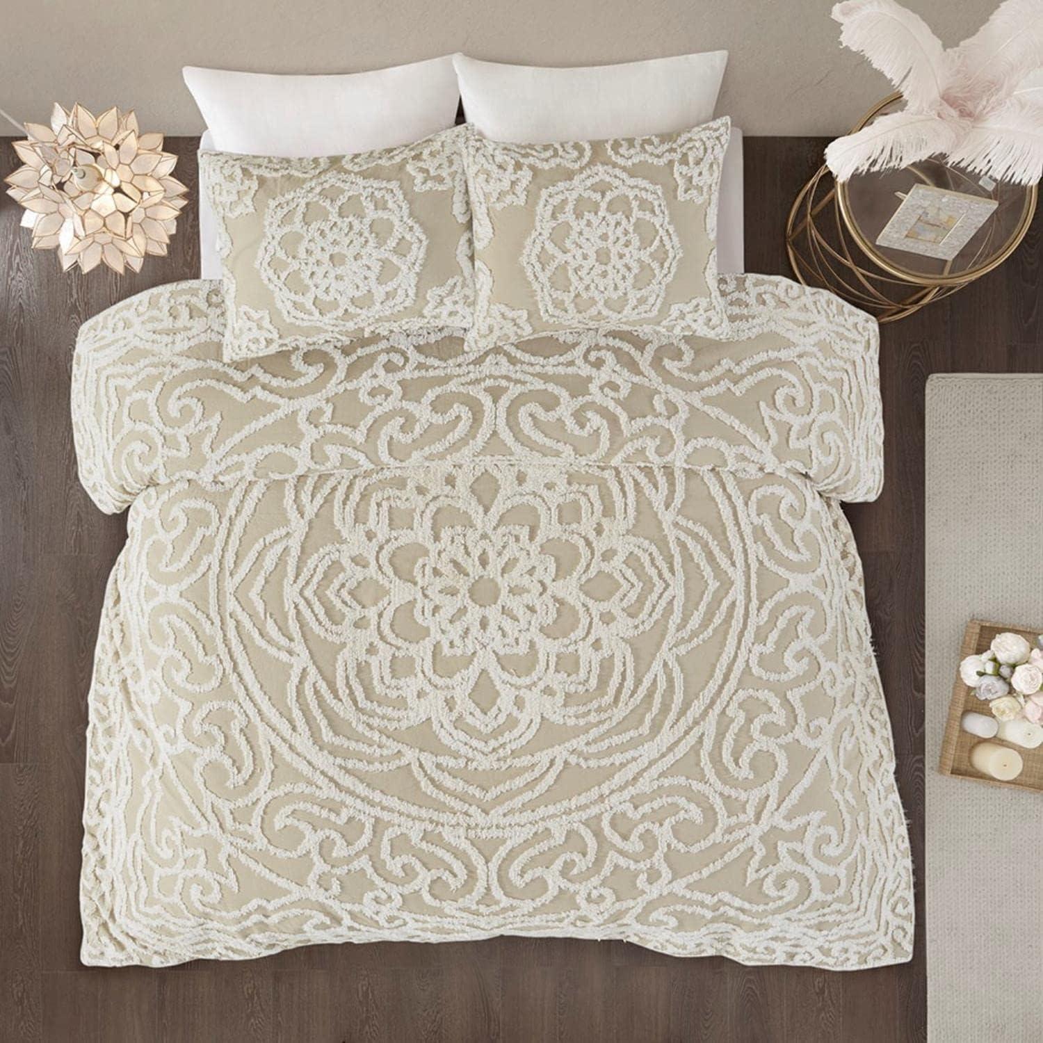 Laetitia Tufted Cotton Chenille Medallion Comforter Set