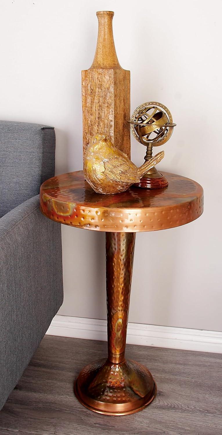 Metal Round Accent Table Tapered Pole Frame Copper - Olivia & May