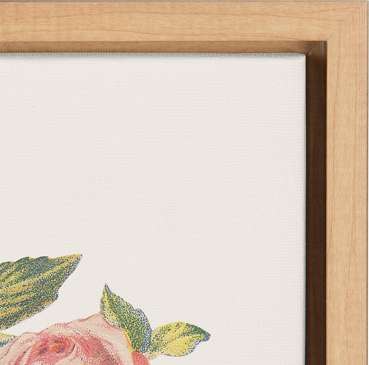 18" x 24" Sylvie Vintage Flowers Be Kind Framed Canvas by the Creative Bunch Studio Natural - Kate & Laurel All Things Decor: Modern Style