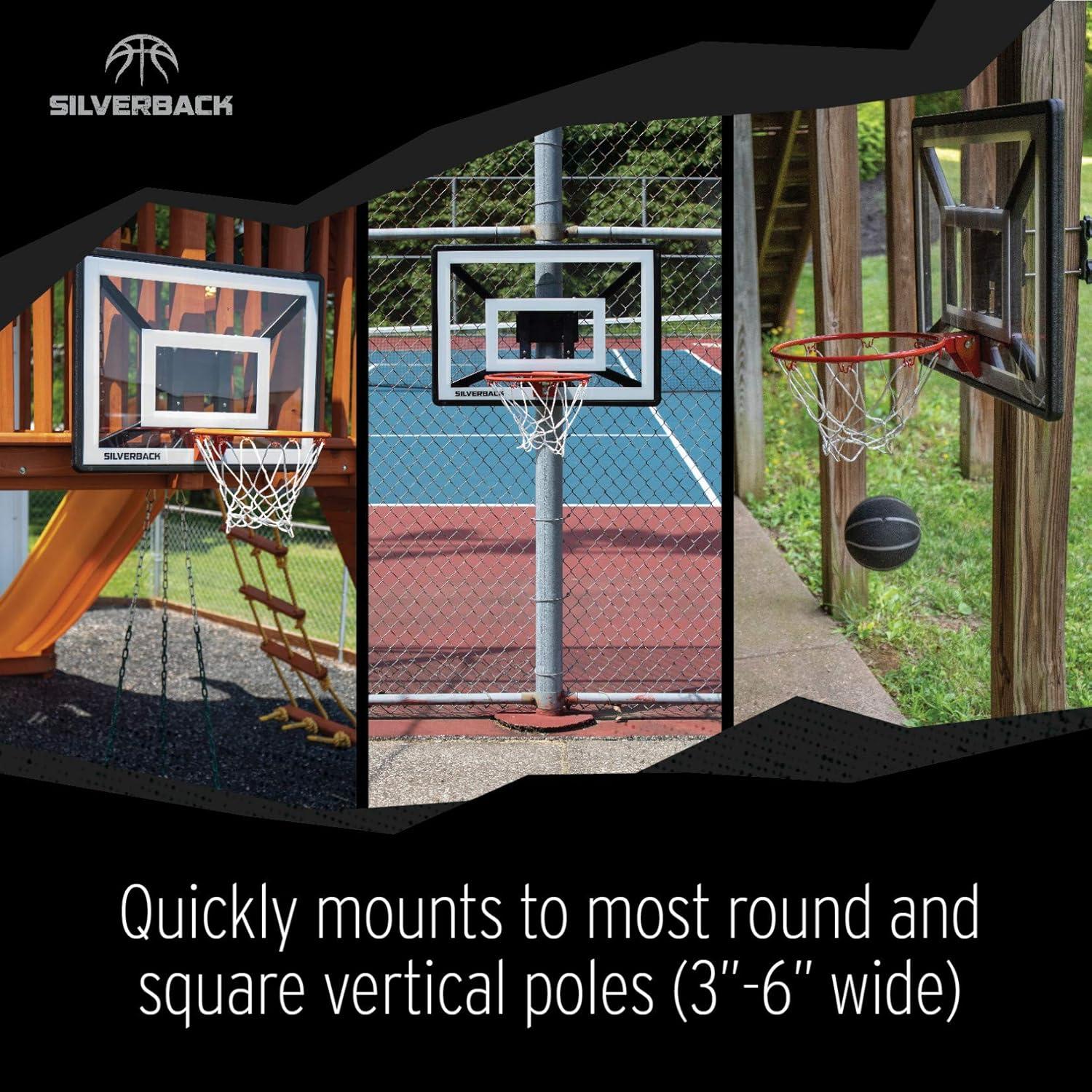 Silverback Junior Youth 33" Basketball Hoop with Lock ‘n Rock Mounting Technology Mounts to Round and Vertical Poles