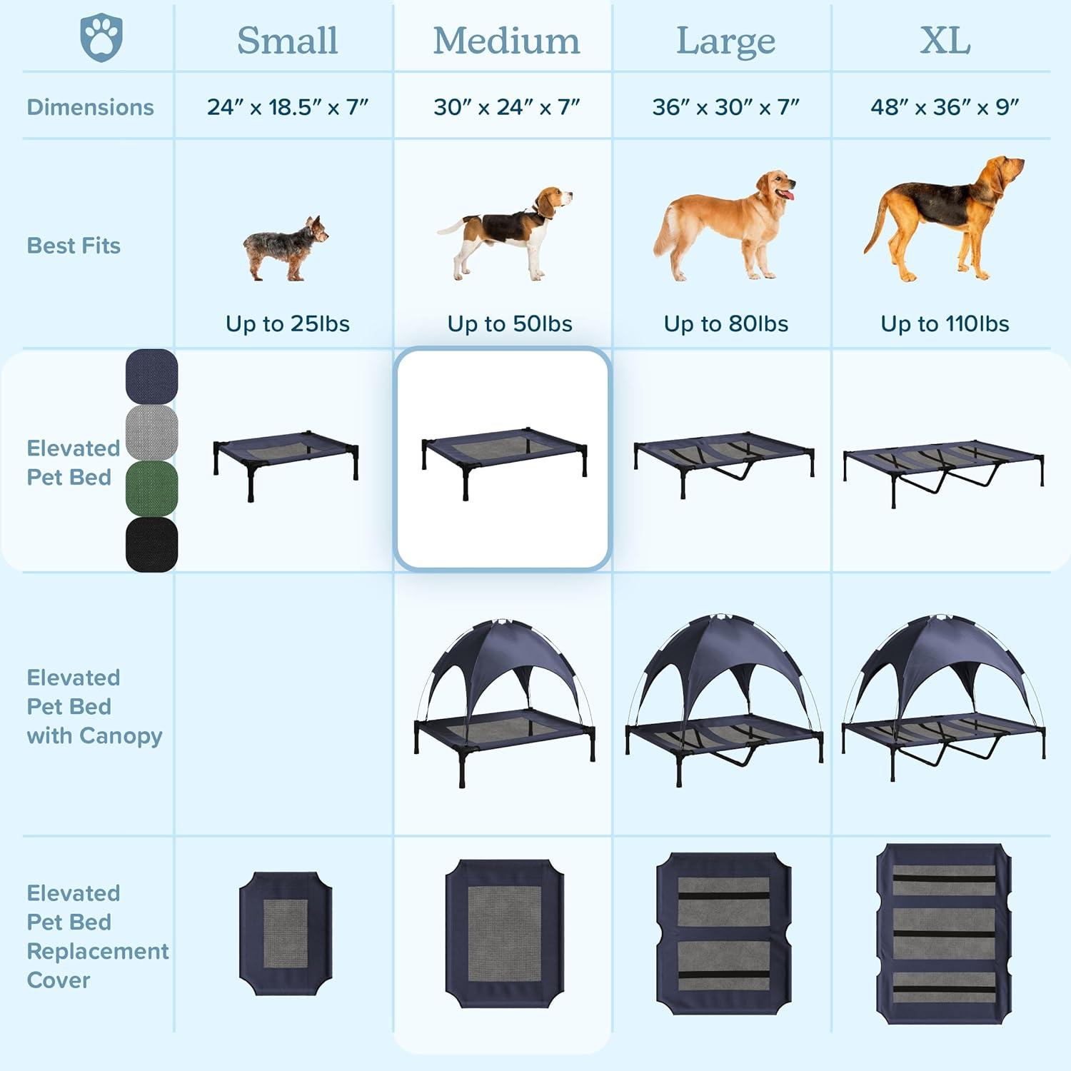 Pet Adobe Portable Raised Cot Style Pet Bed - Navy Blue