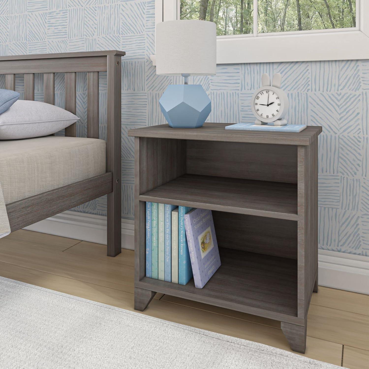 Max & Lily Classic Wood Nightstand with Shelves, Kids Bedside Table/End Table, Small Nightstand for Bedroom