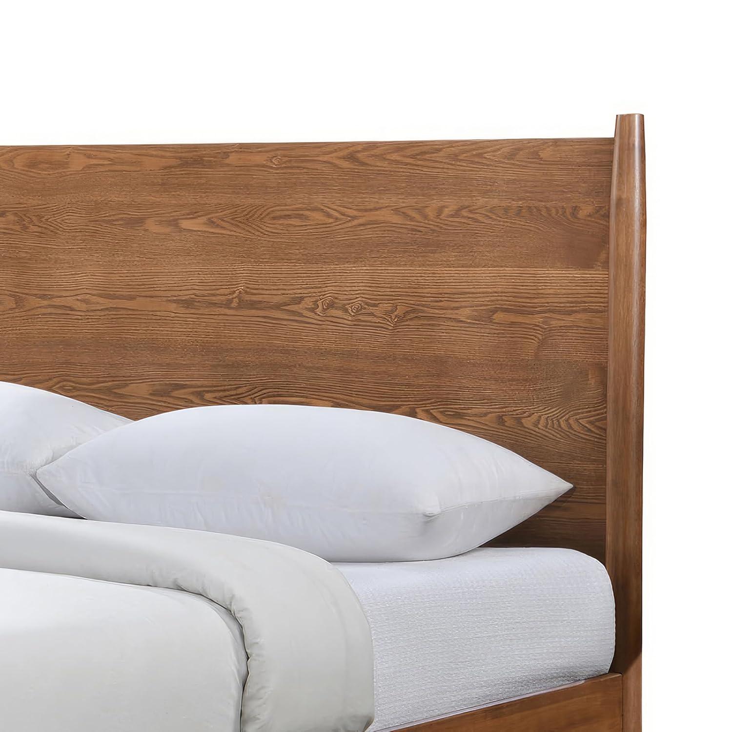 HOMES: Inside + Out Full Riverstone Mid-Century Modern Platform Bed with Headboard Walnut Wood
