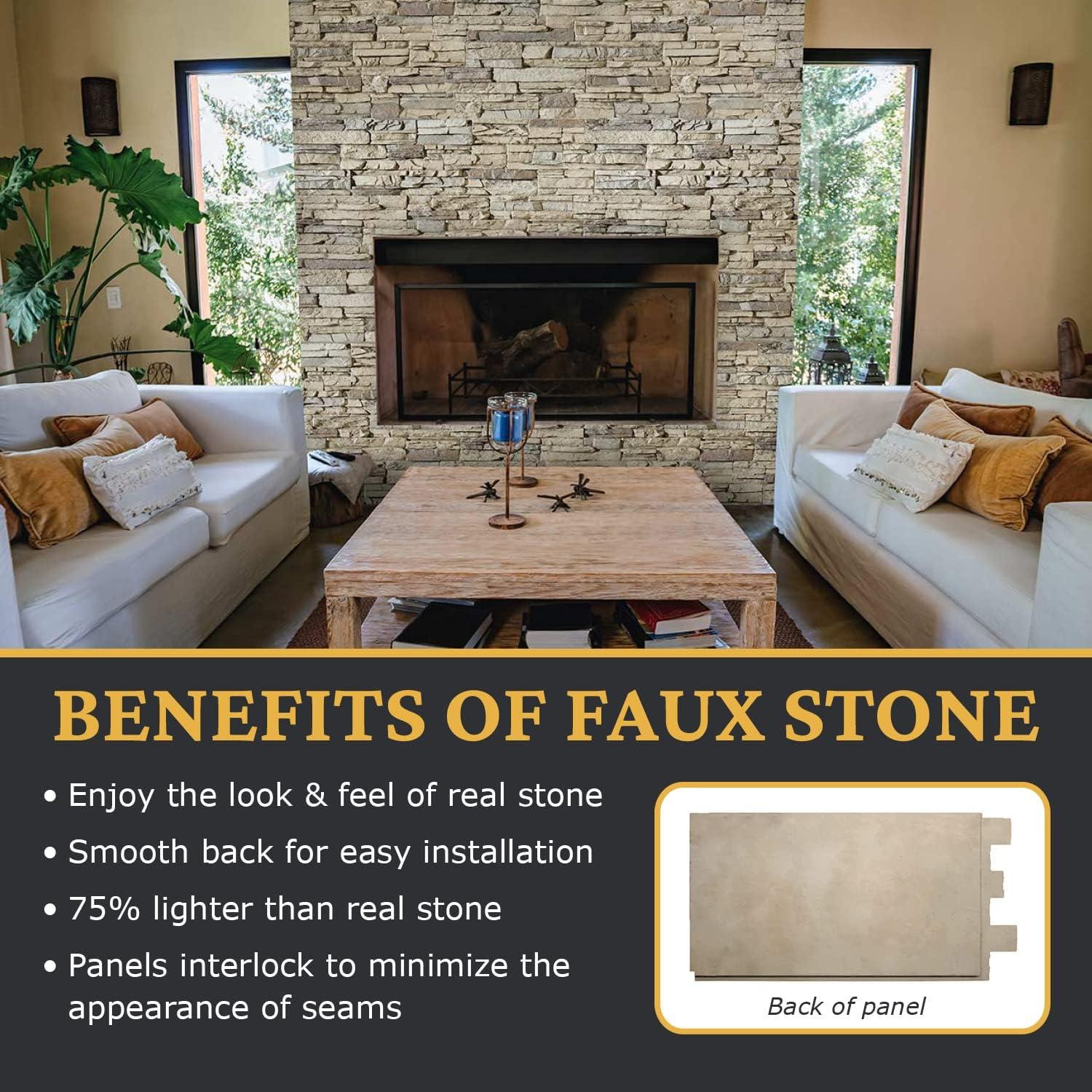 Faux Stacked Stone 3D Textured Wall Panel Sample | Sedona | 8"L x 8"H | Sample Size | Ocean Mist